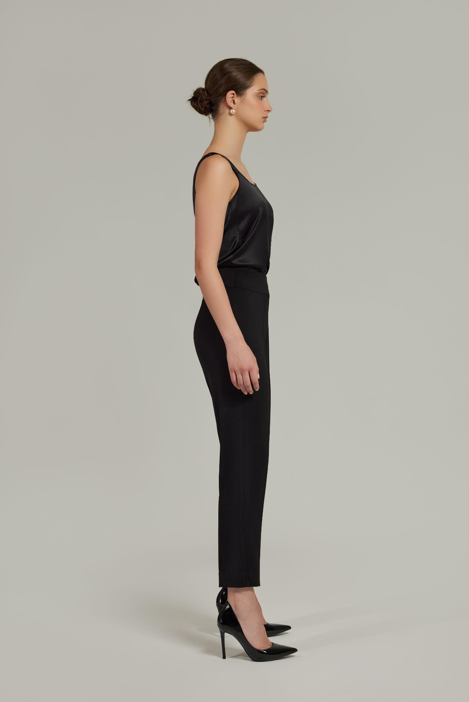 Black Stretch Suiting
Cigarette Trousers