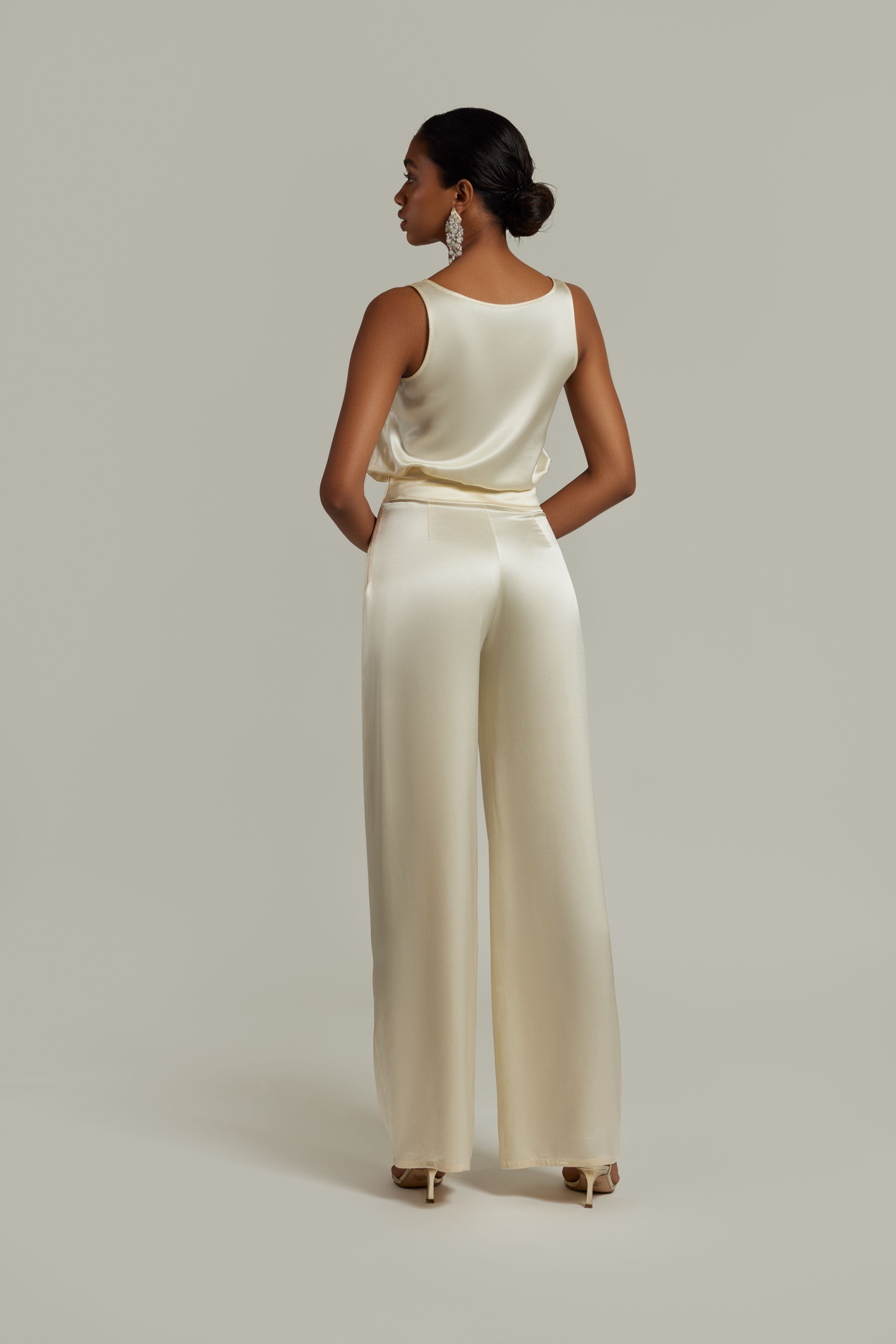 Cream Silk Trousers