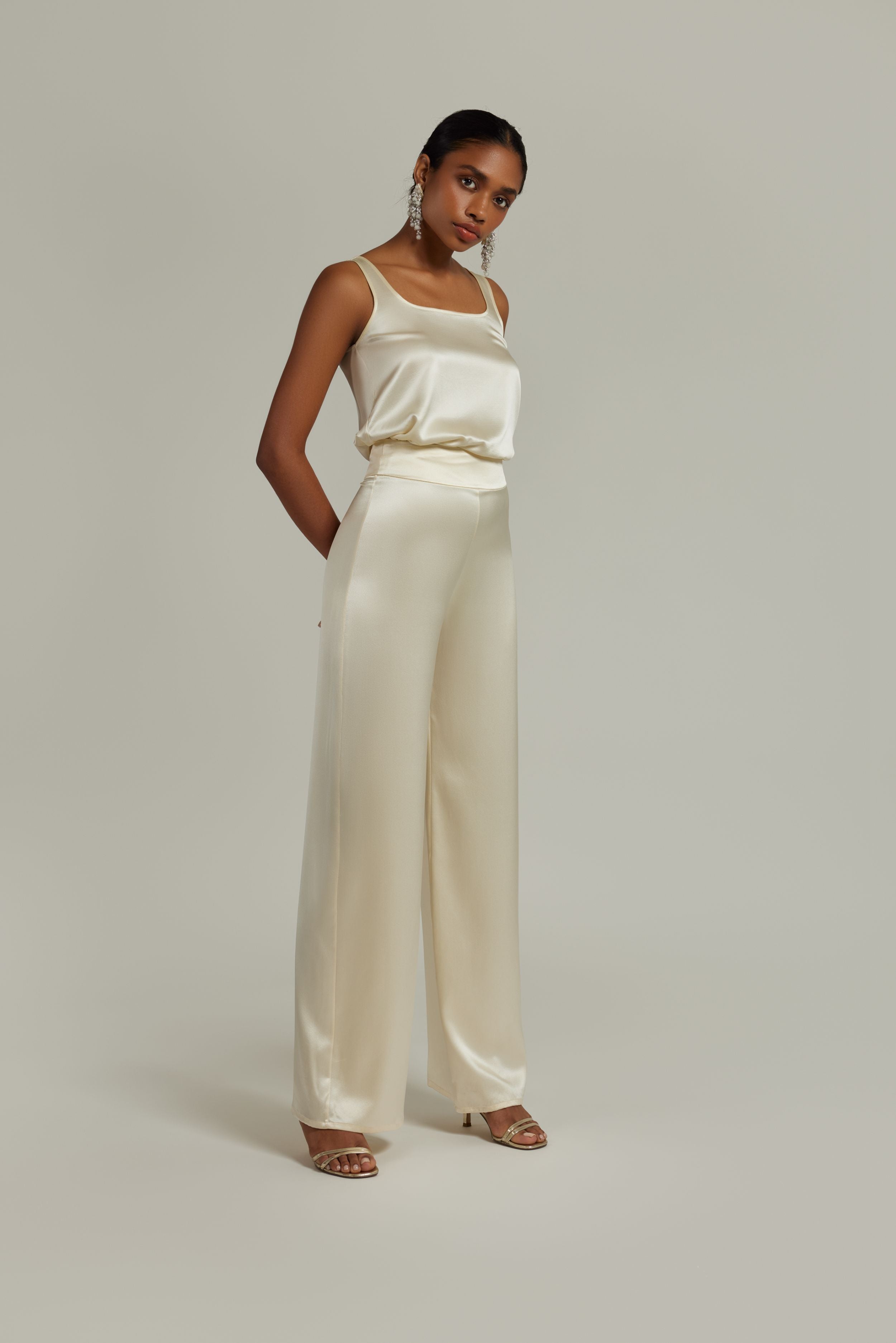 Cream Silk Trousers