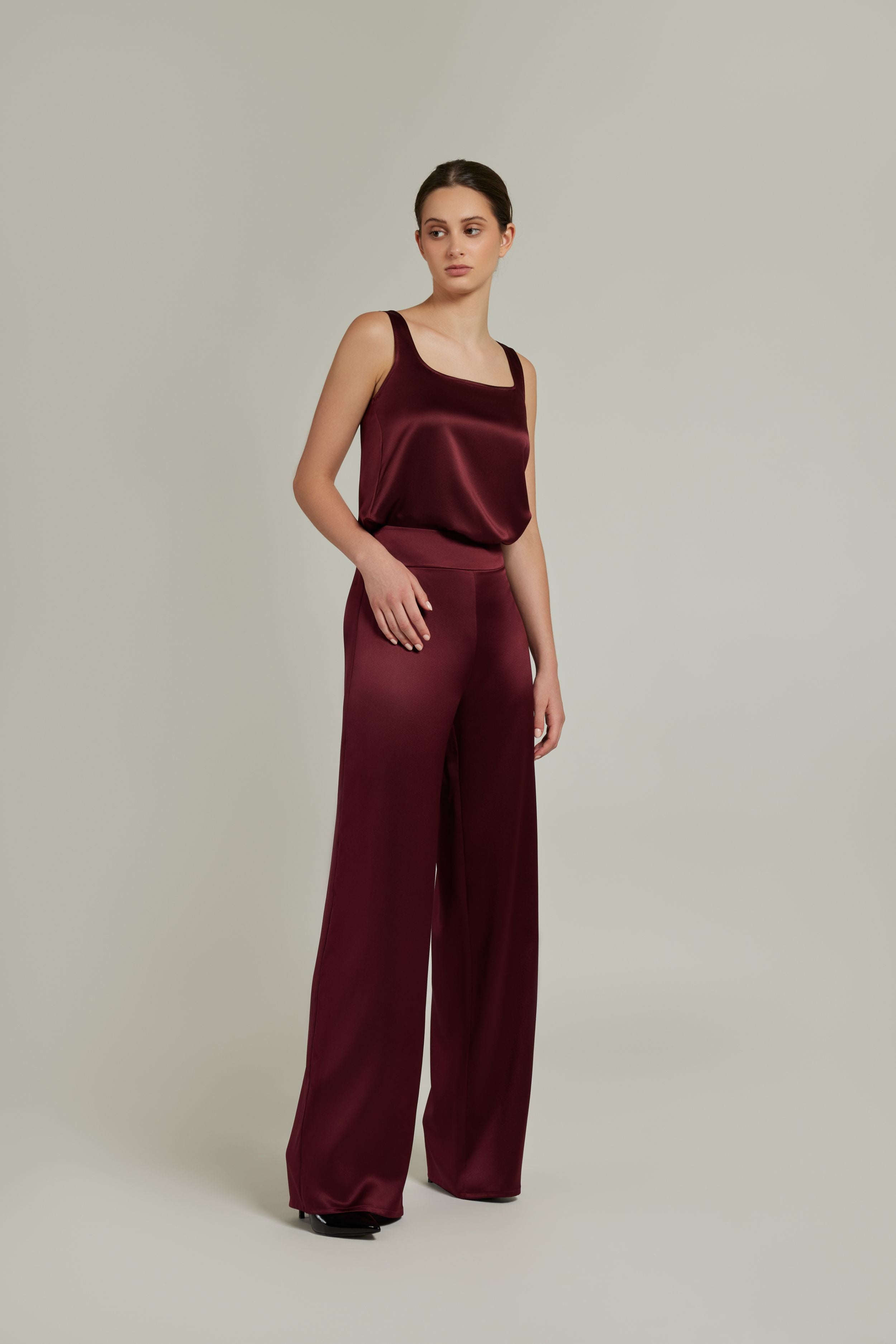 Burgundy Silk Trouser