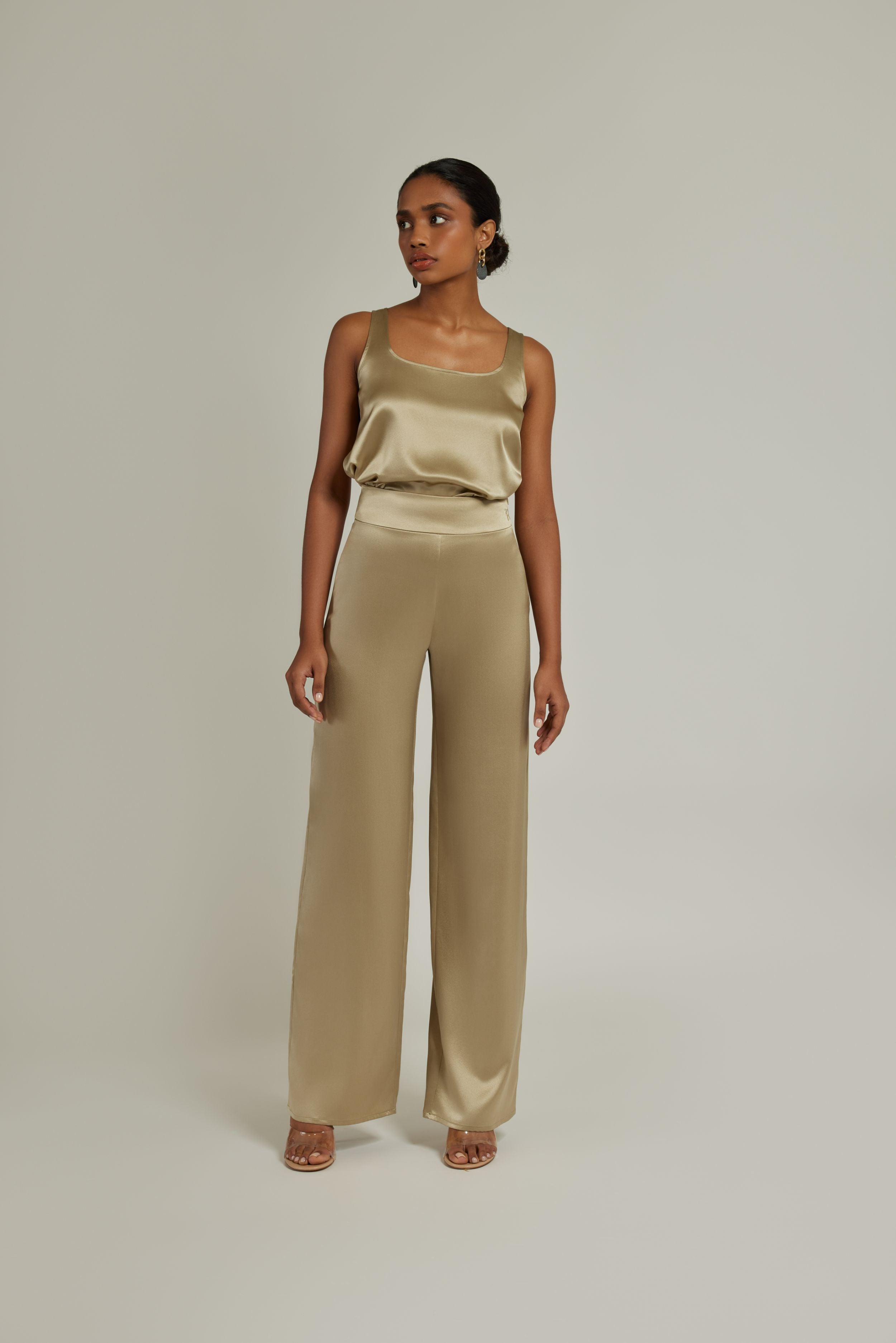 Olive Silk Trousers