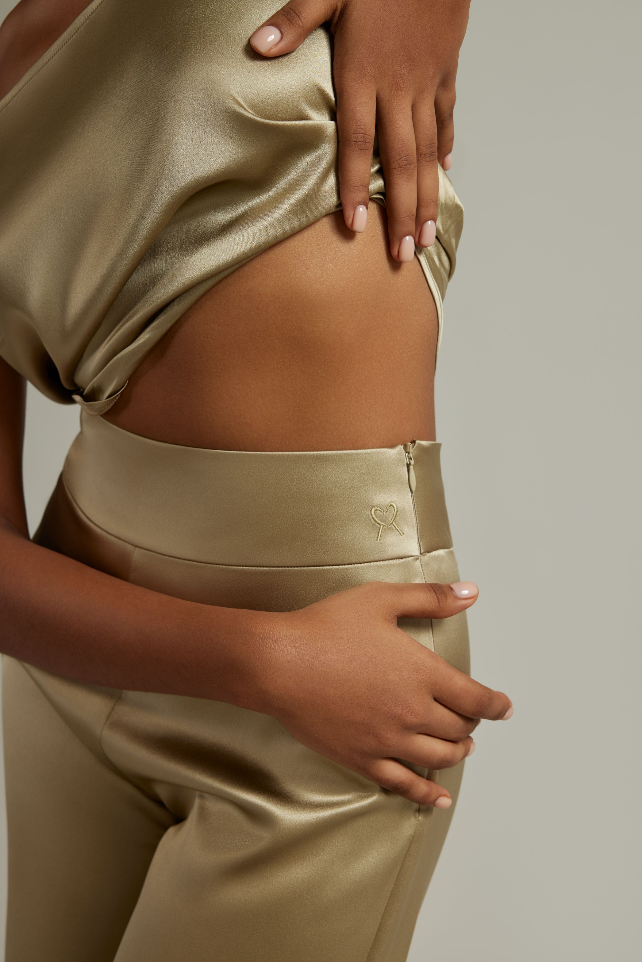 Olive Silk Trousers