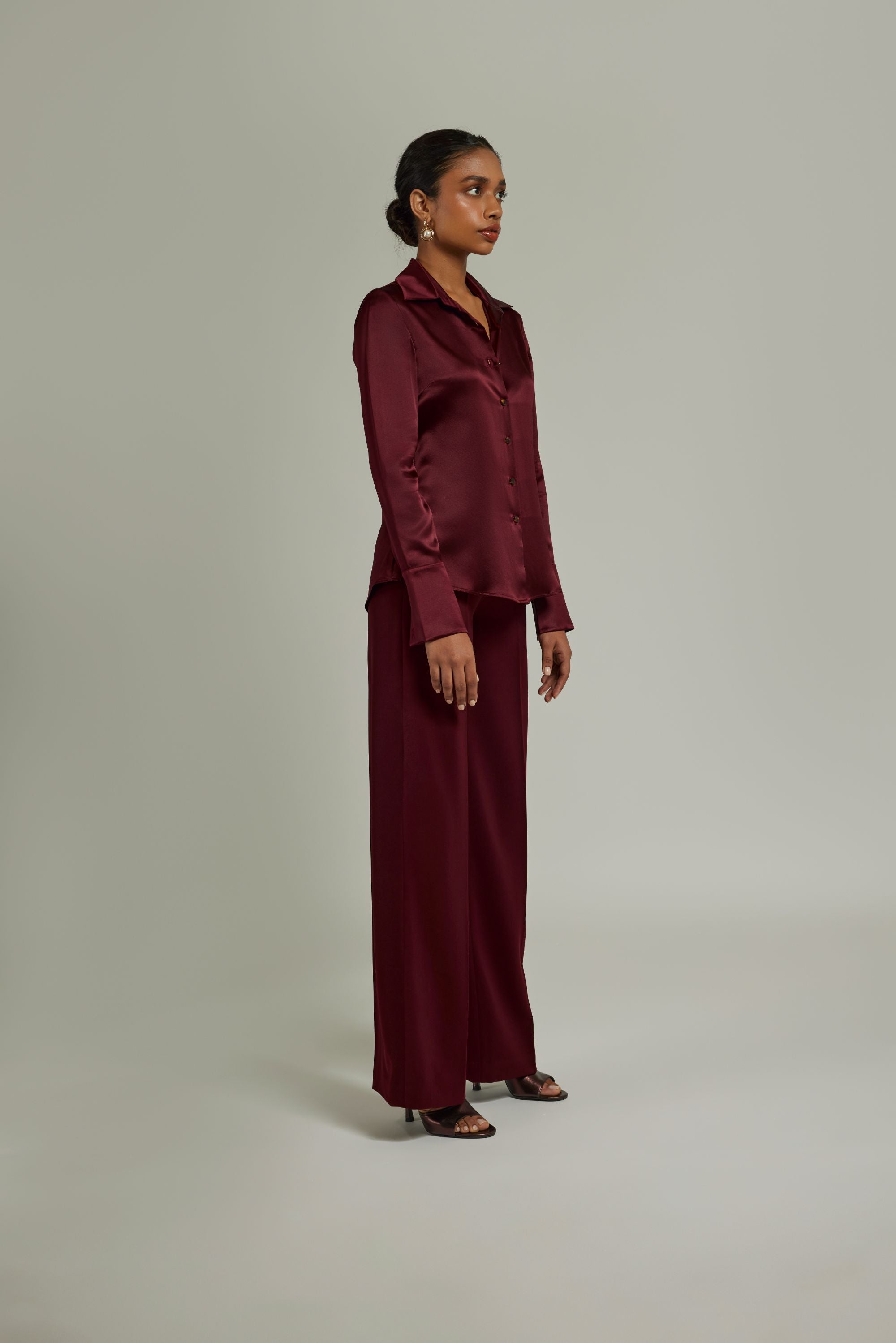 Burgundy Silk
Long-Sleeved Shirt