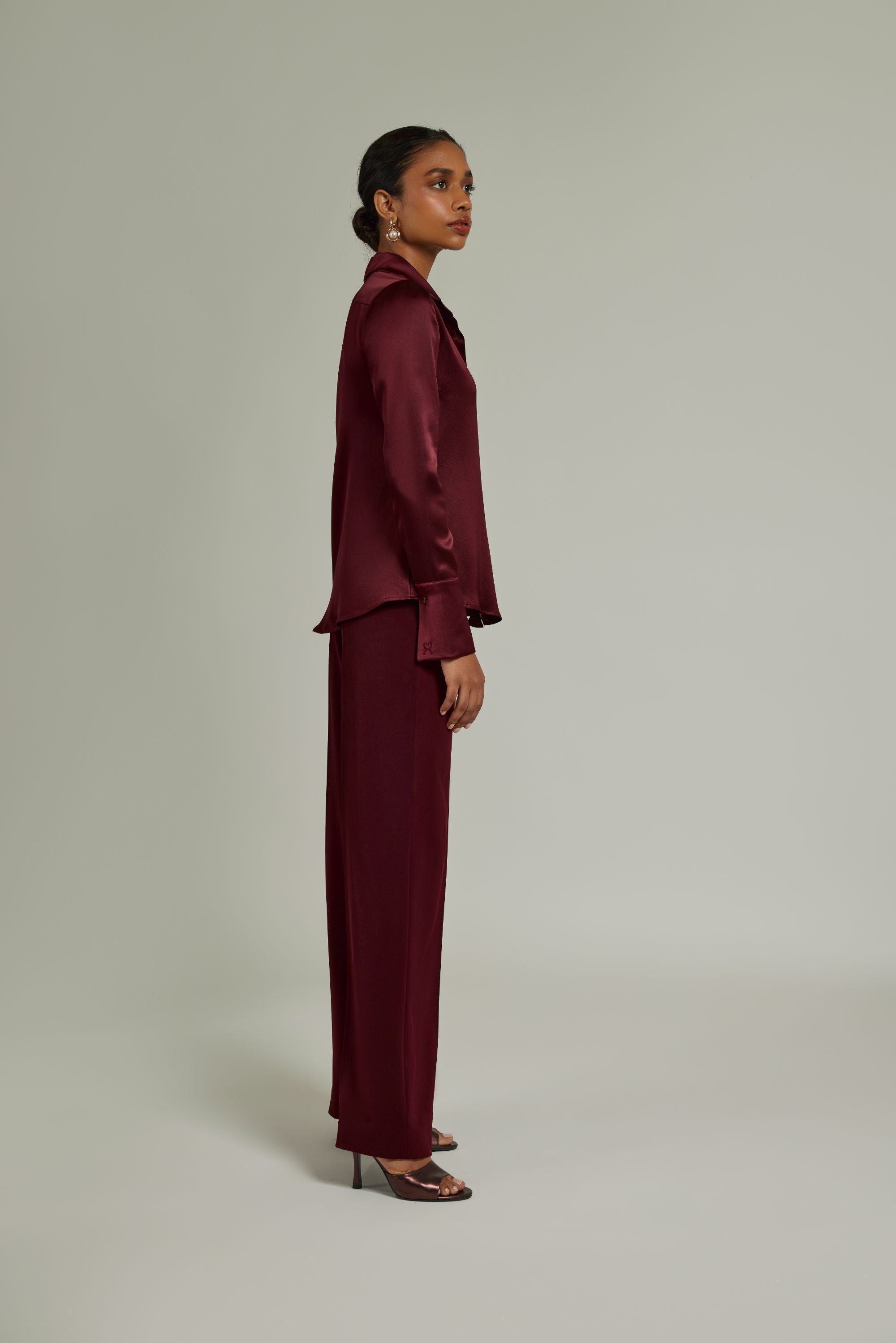Burgundy Silk
Long-Sleeved Shirt