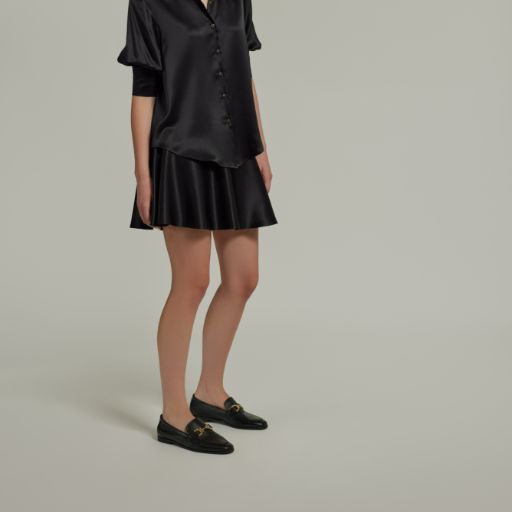Black Silk Skater Skirt