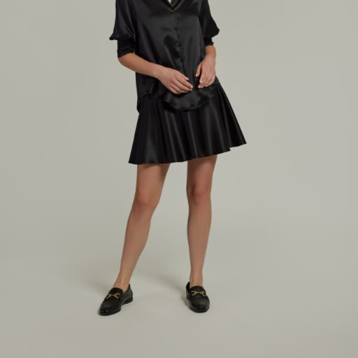 Black Silk Skater Skirt