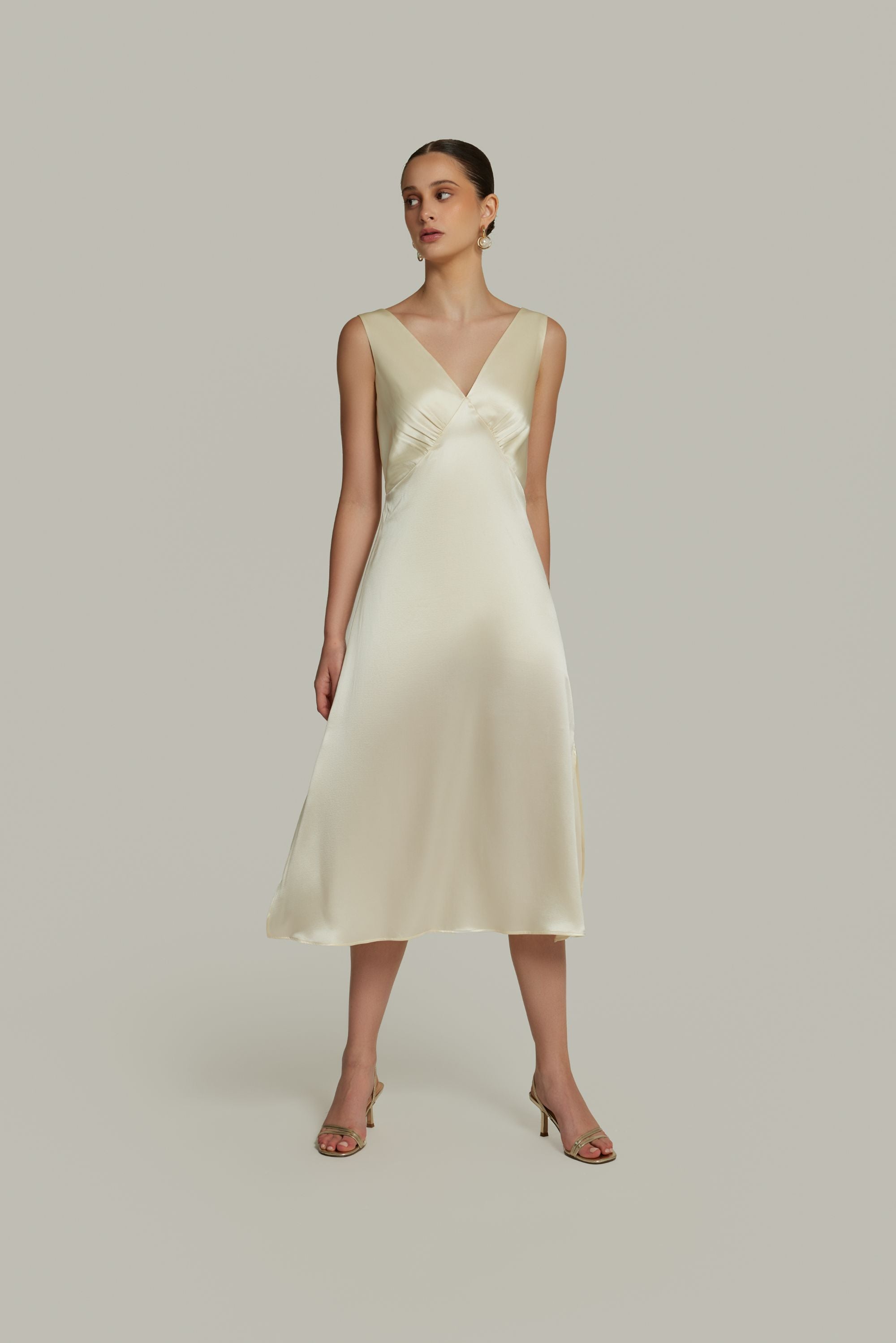 Cream Silk Slip Dress