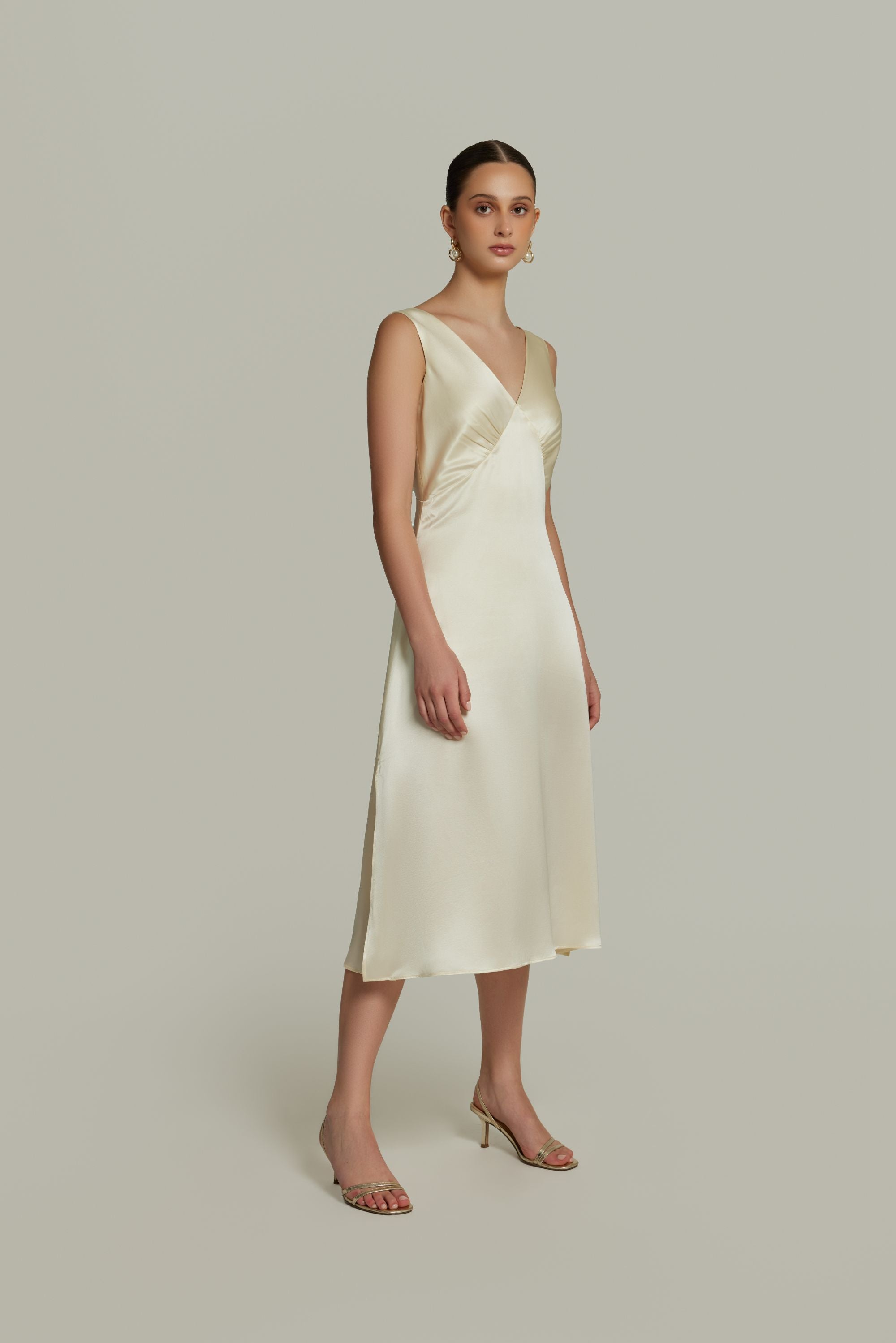 Cream Silk Slip Dress