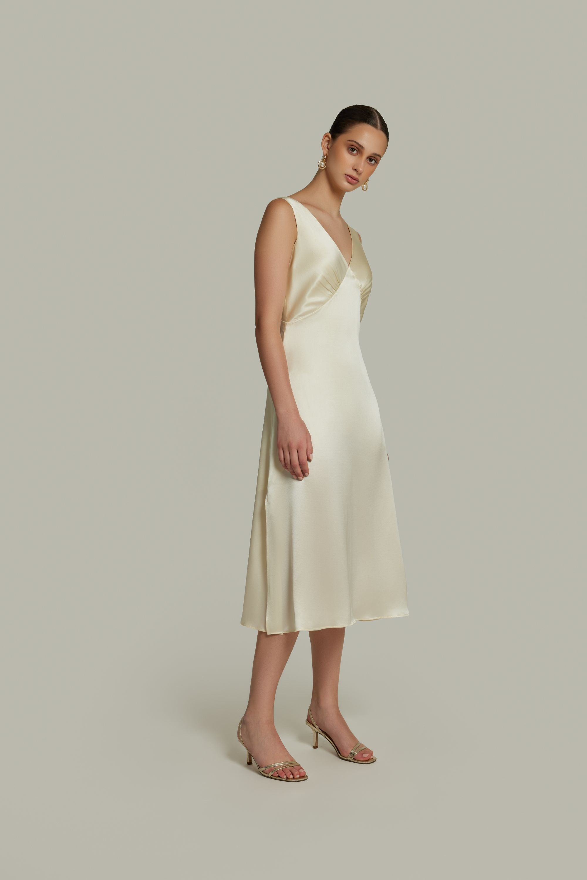 Cream Silk Slip Dress