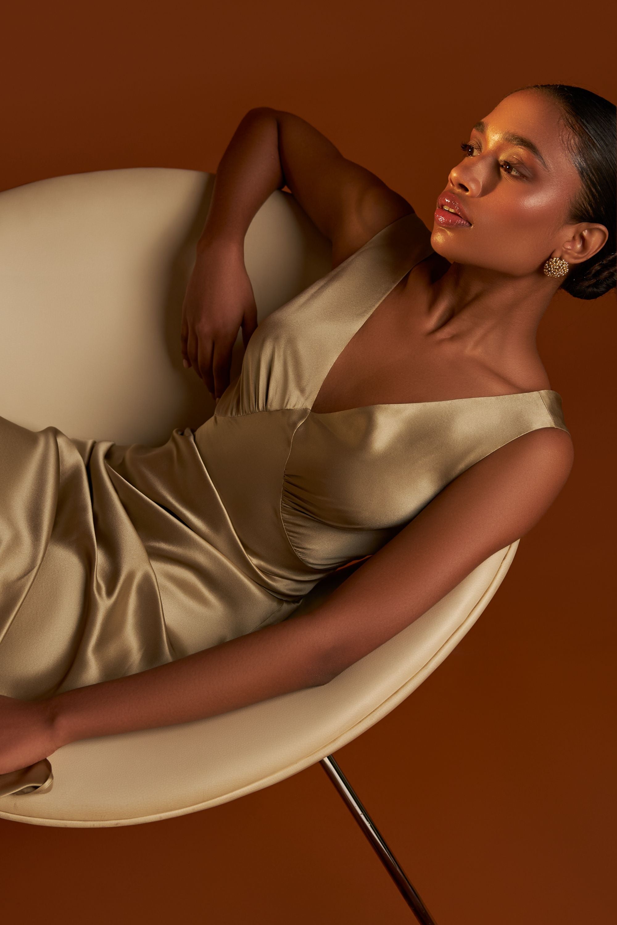 Olive Silk Slip Dress