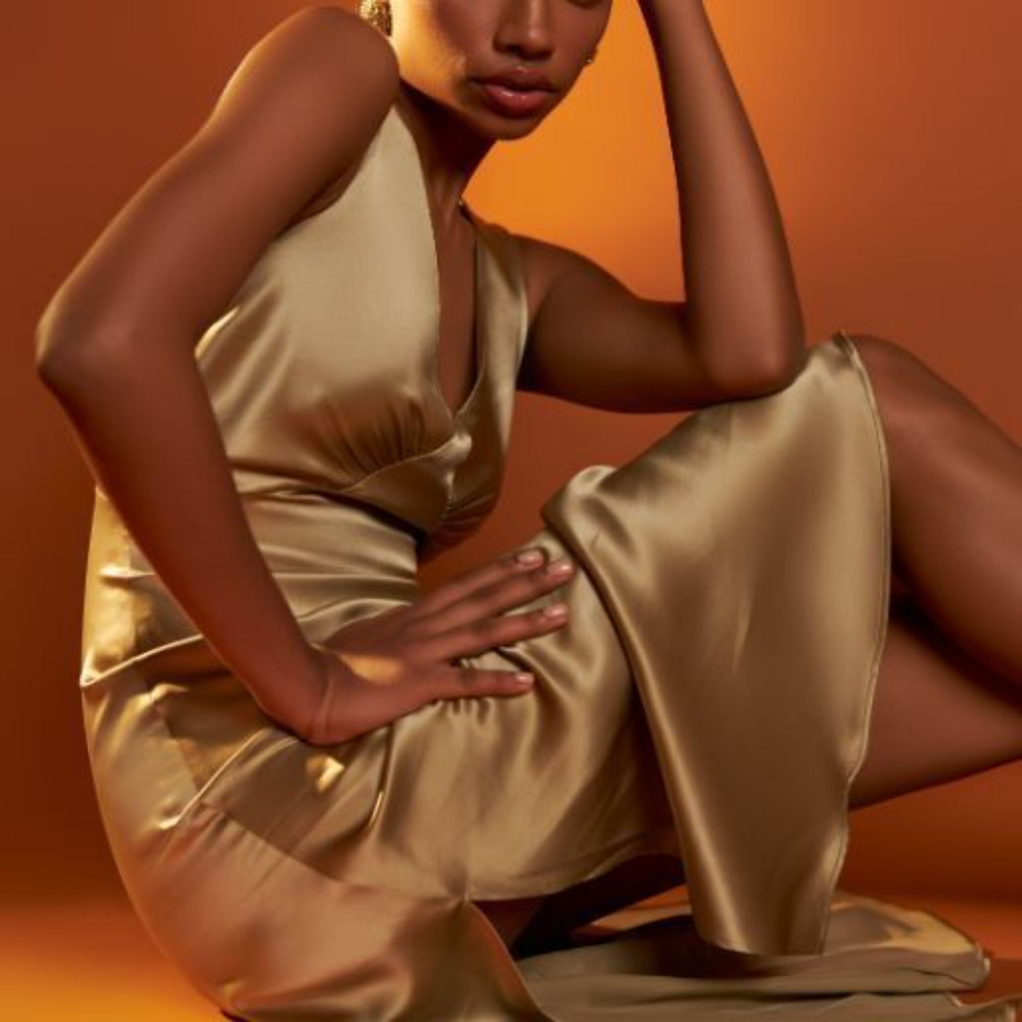 Olive Silk Slip Dress