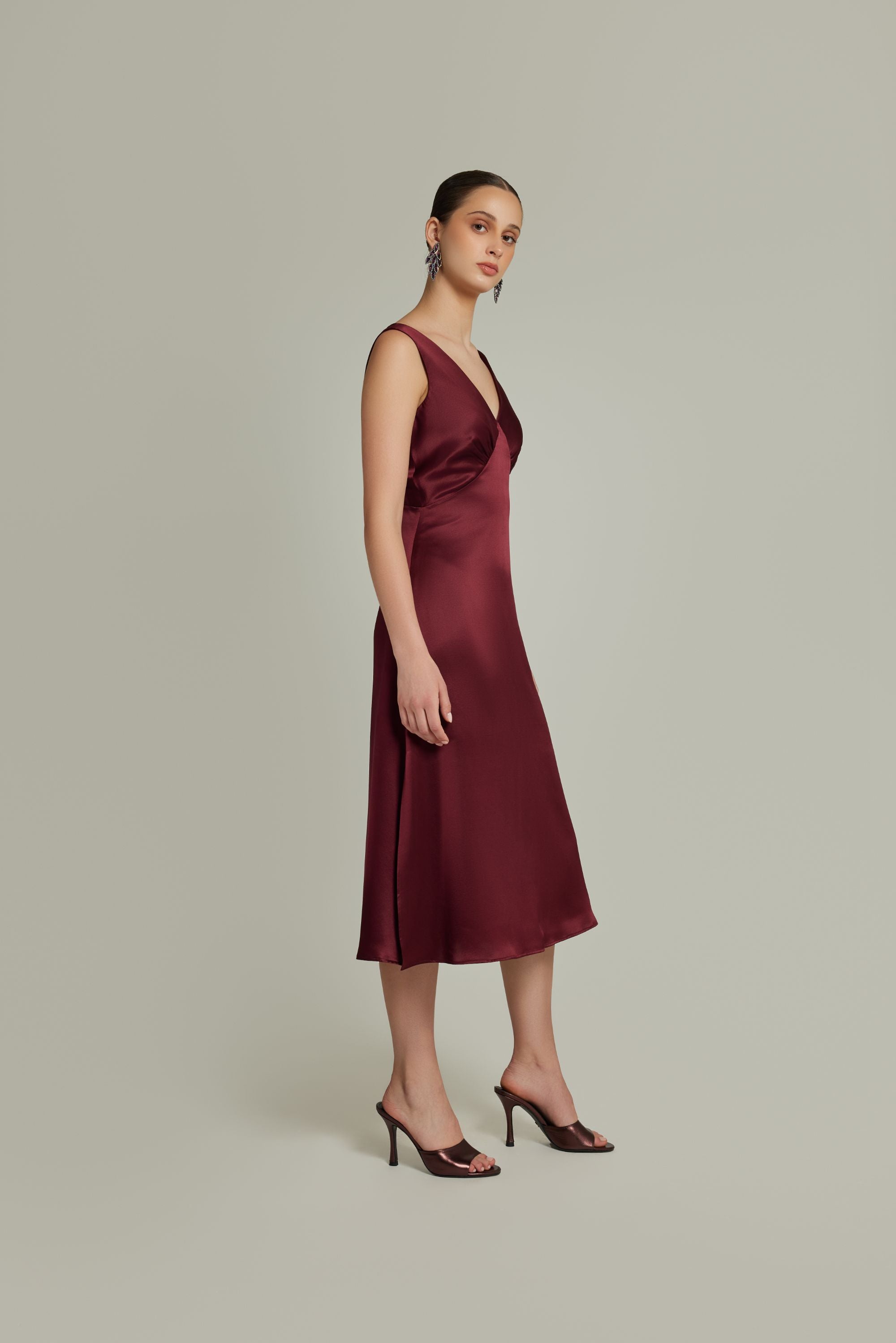 Burgundy Silk Slip Dress