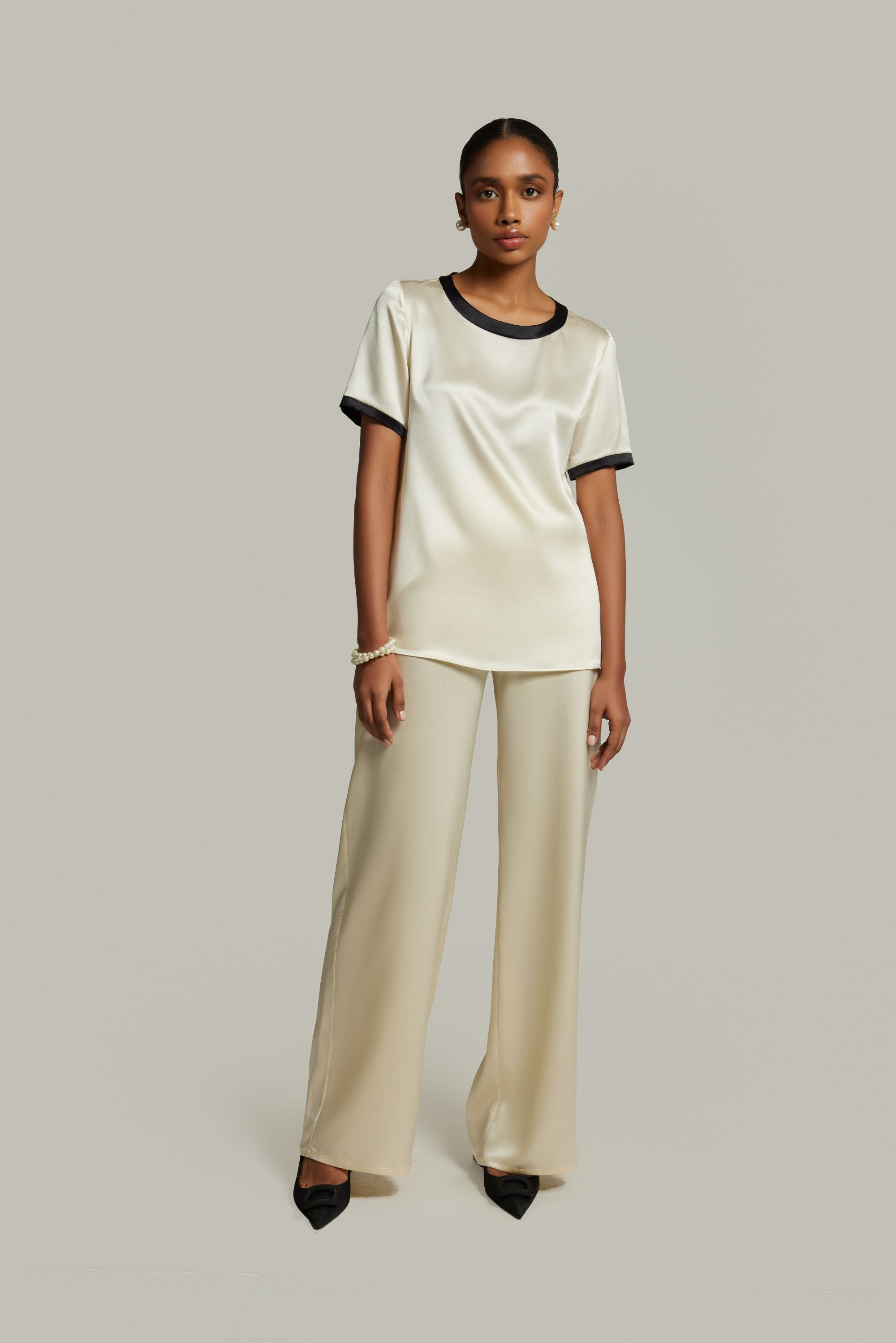 Cream Silk T-Shirt