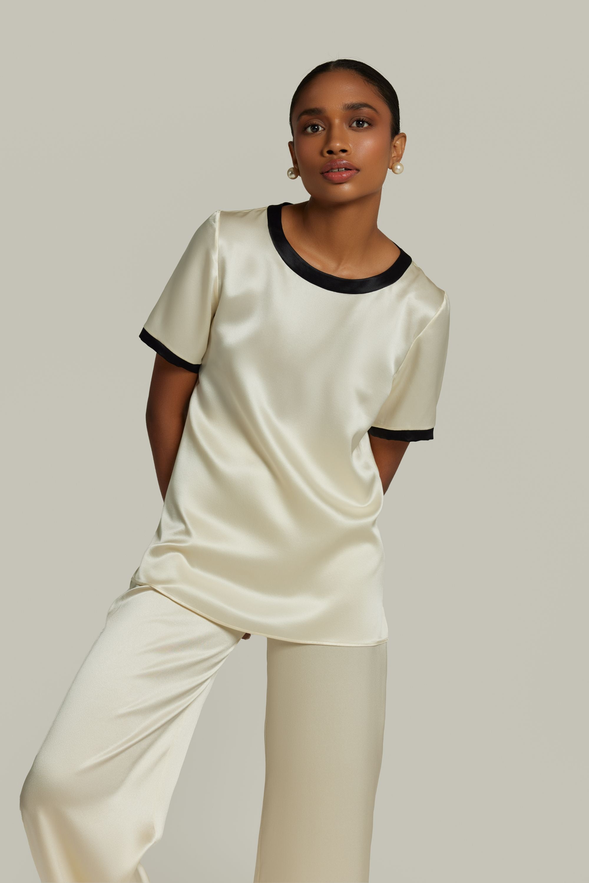 Cream Silk T-Shirt