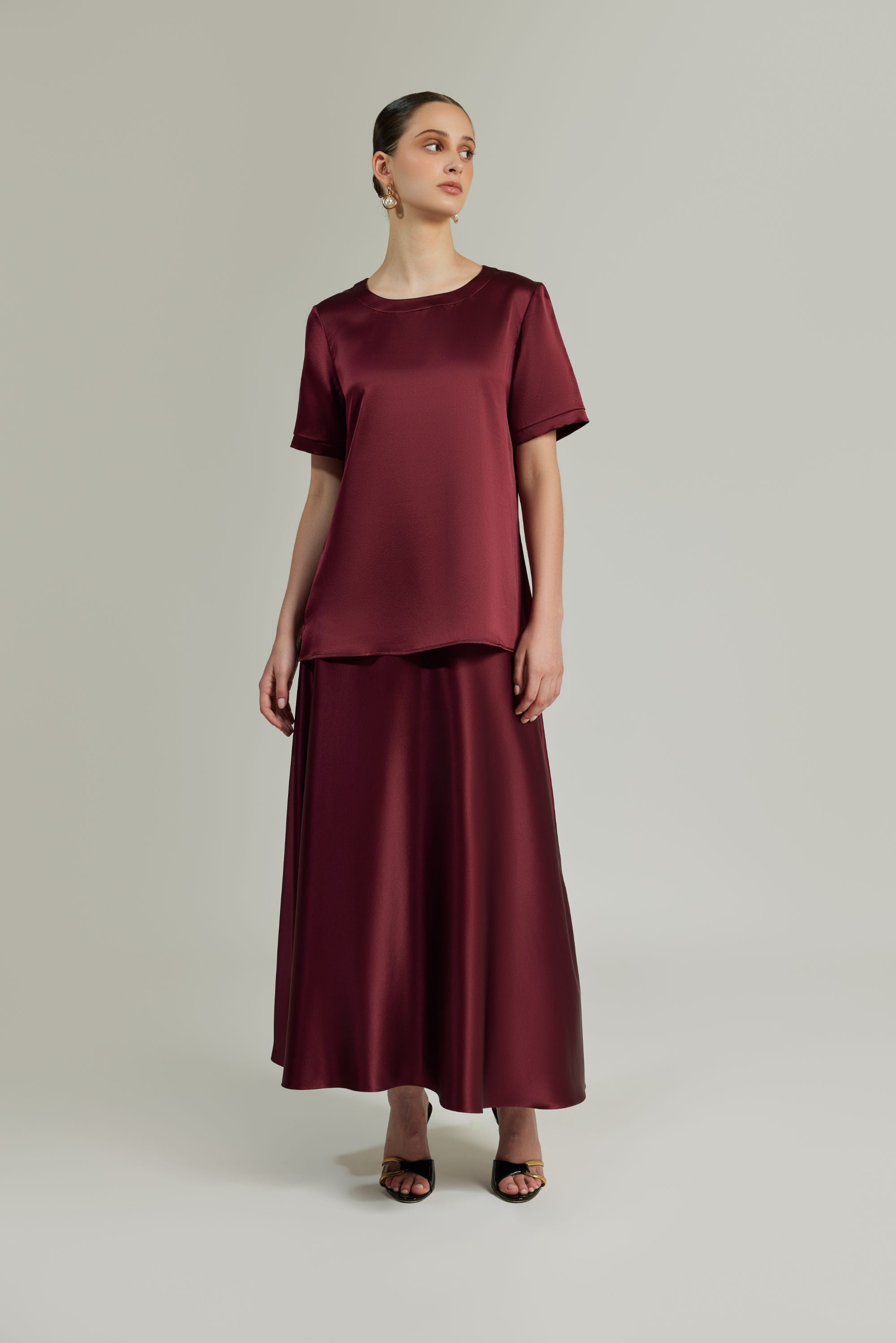 Burgundy Silk T-Shirt