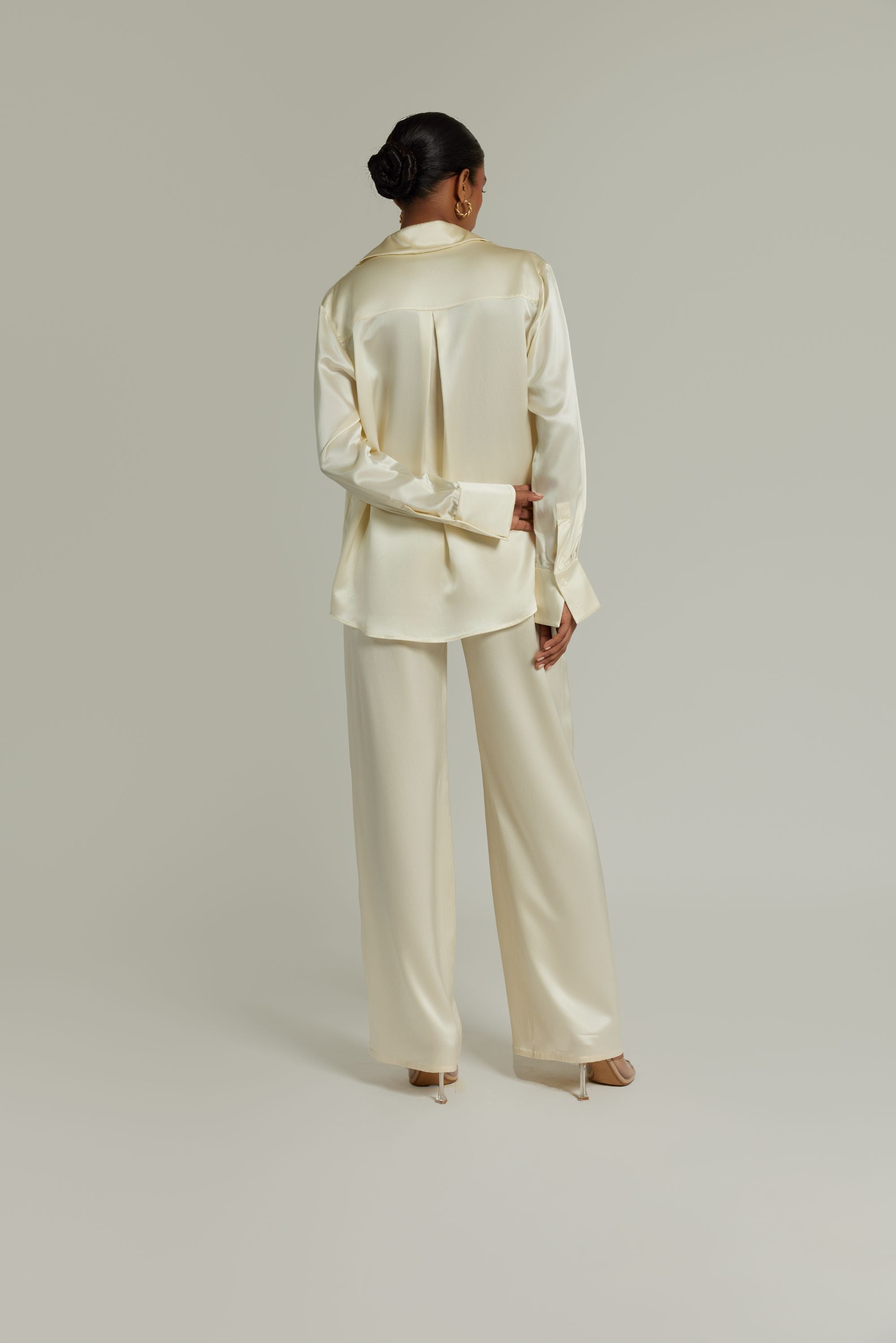 Cream Silk Oversized Shirt