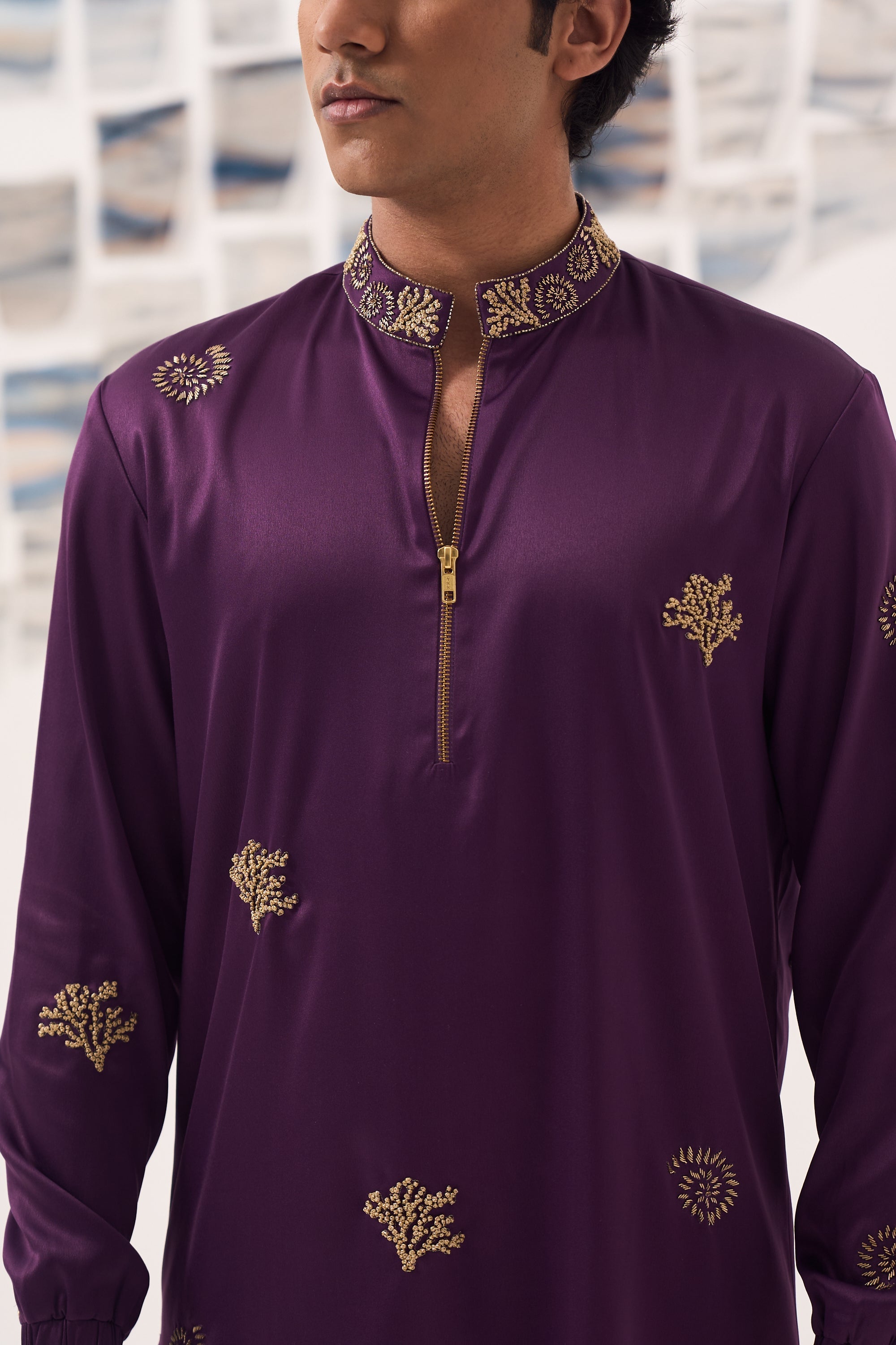 Purple Zardozi Kurta Set