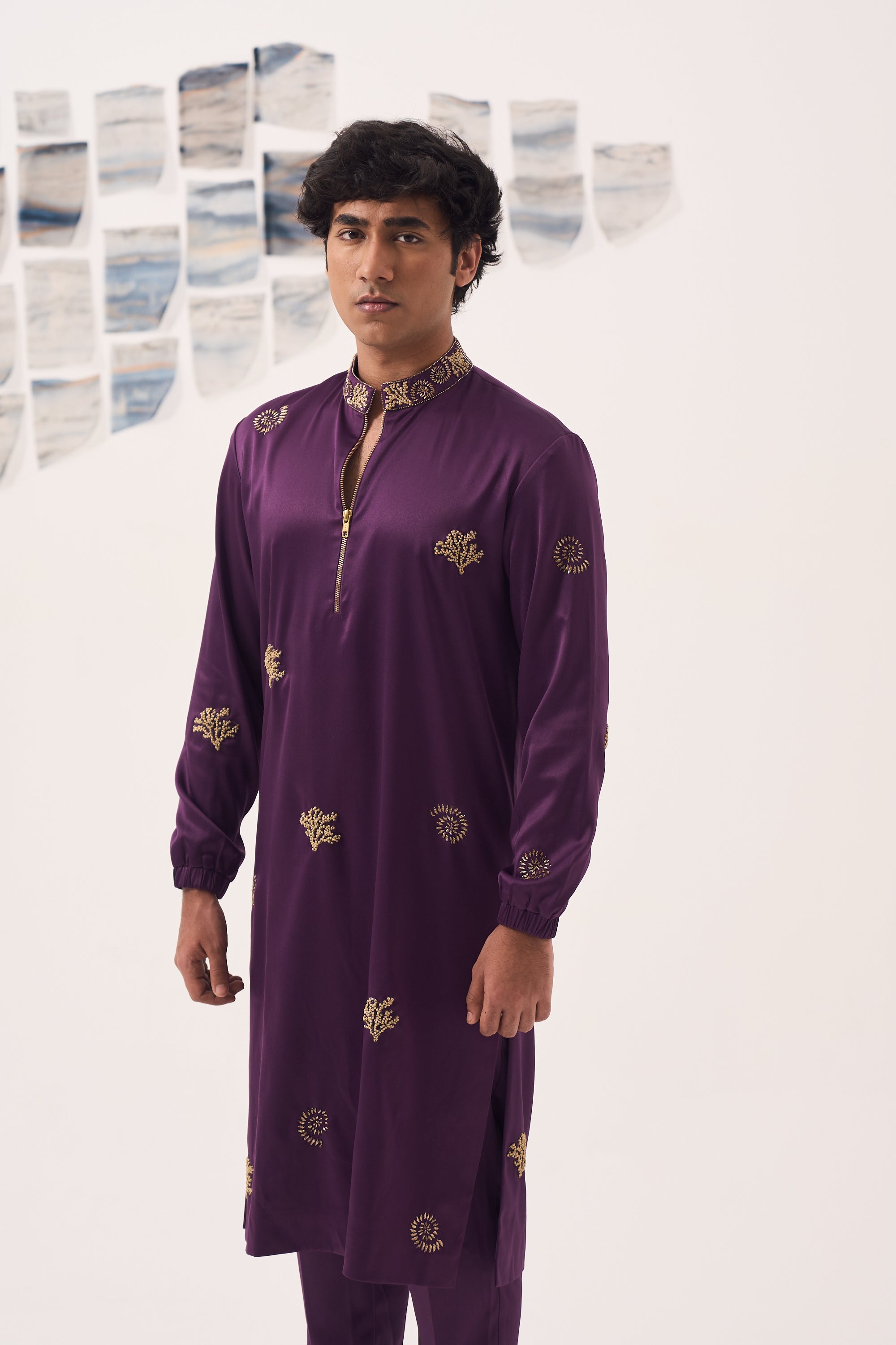 Purple Zardozi Kurta Set