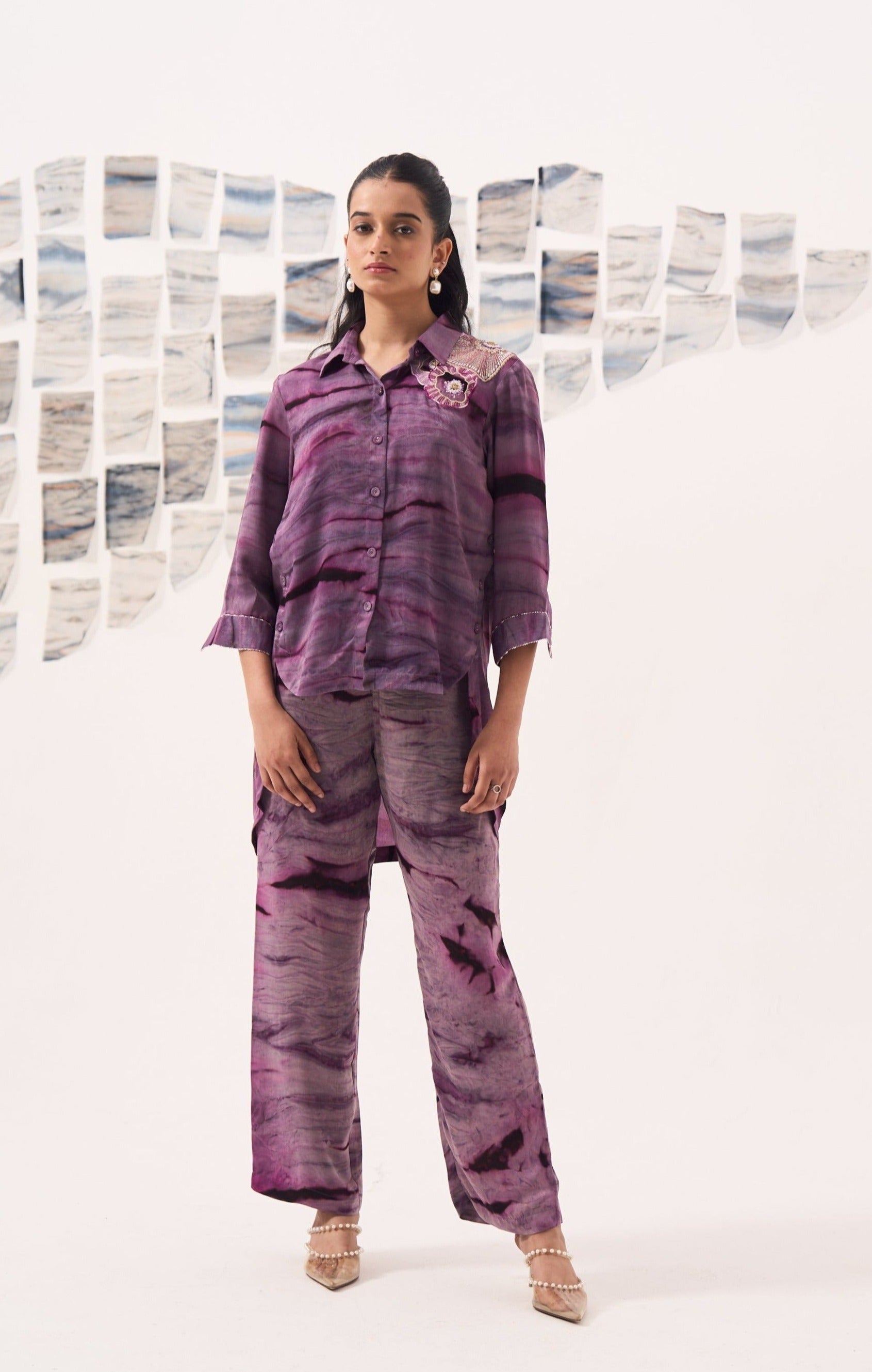 Lavender Co ord Set with Embroidered Detailing