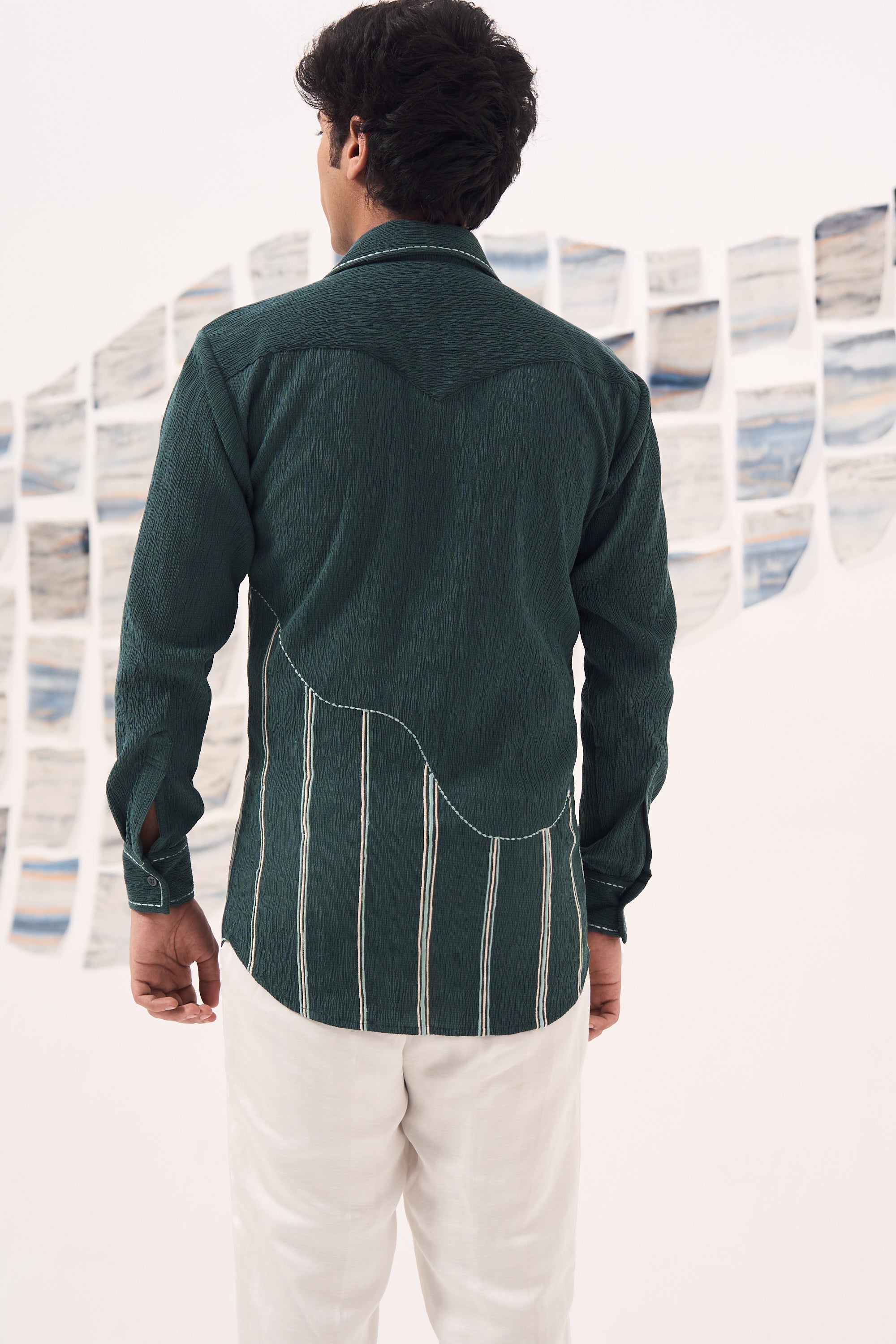 Crush Cotton Shirt-Green