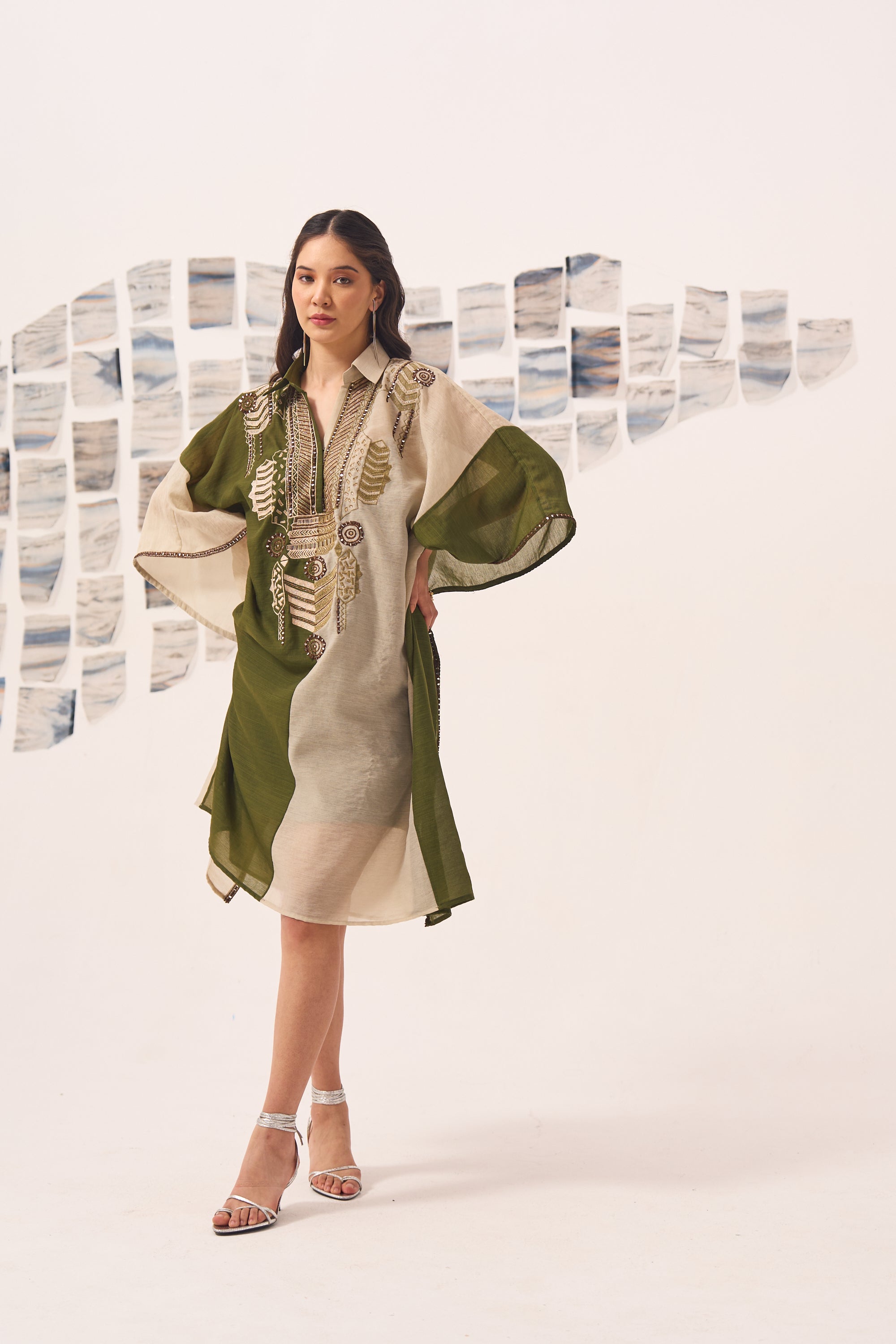 Embroidered Mirror Work Kaftan