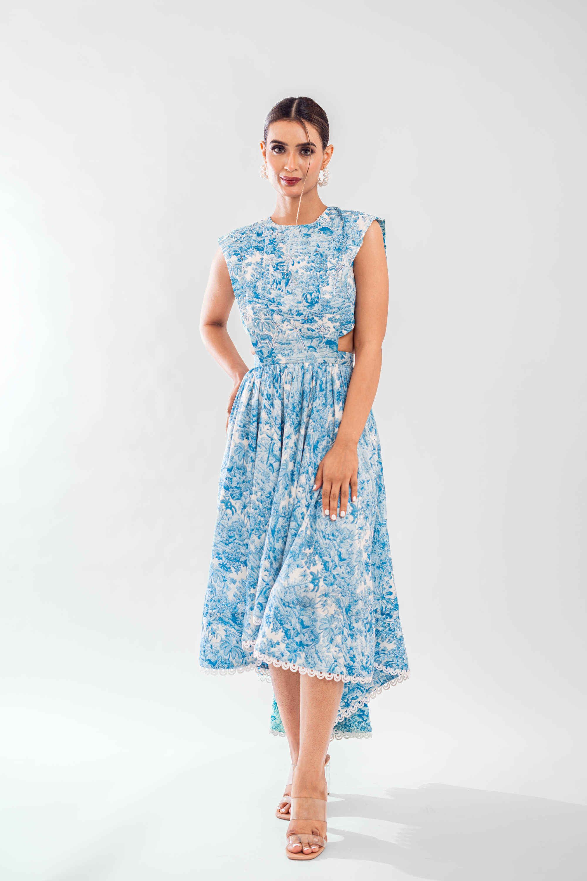 Satin Silk Blue & White