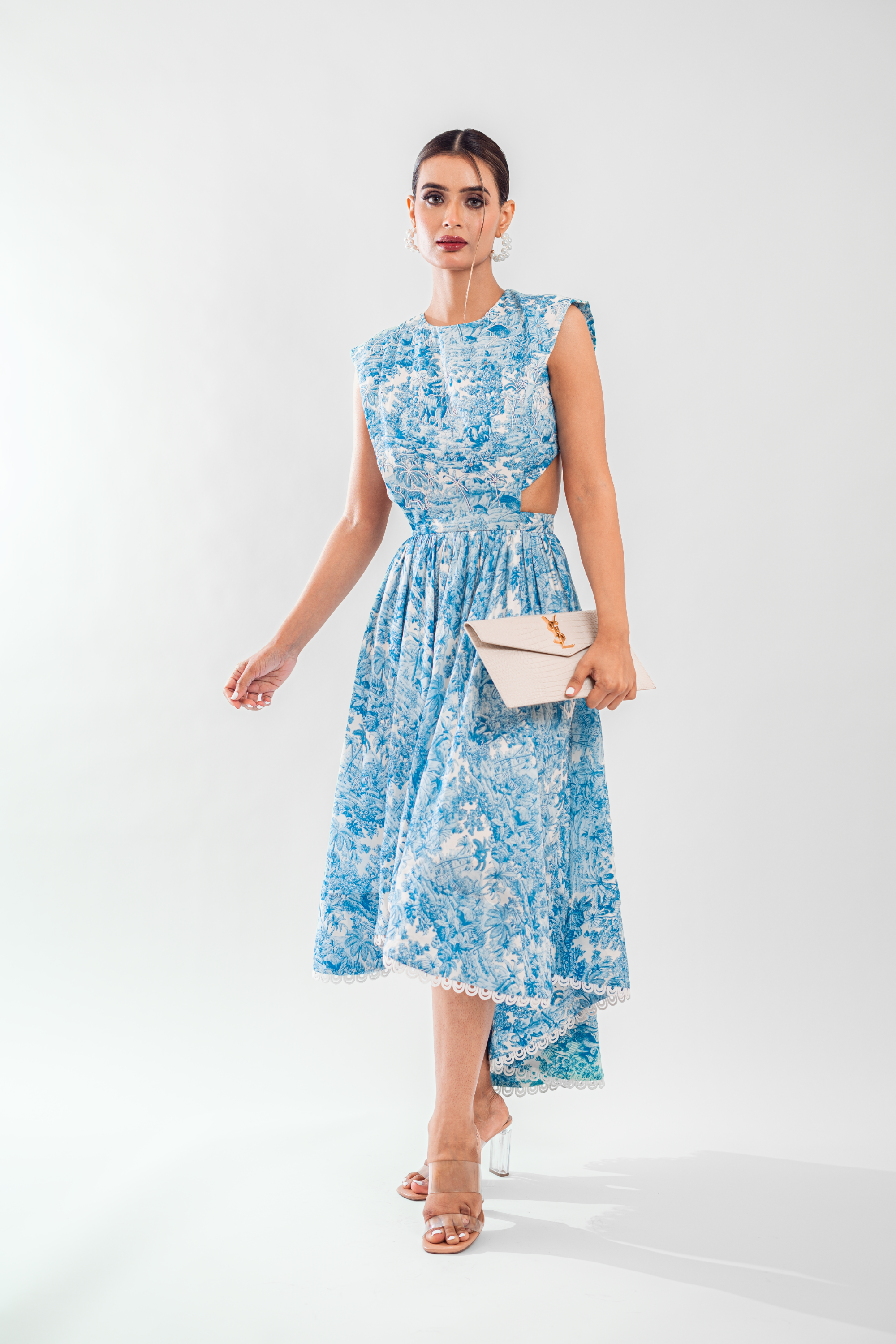 Satin Silk Blue & White