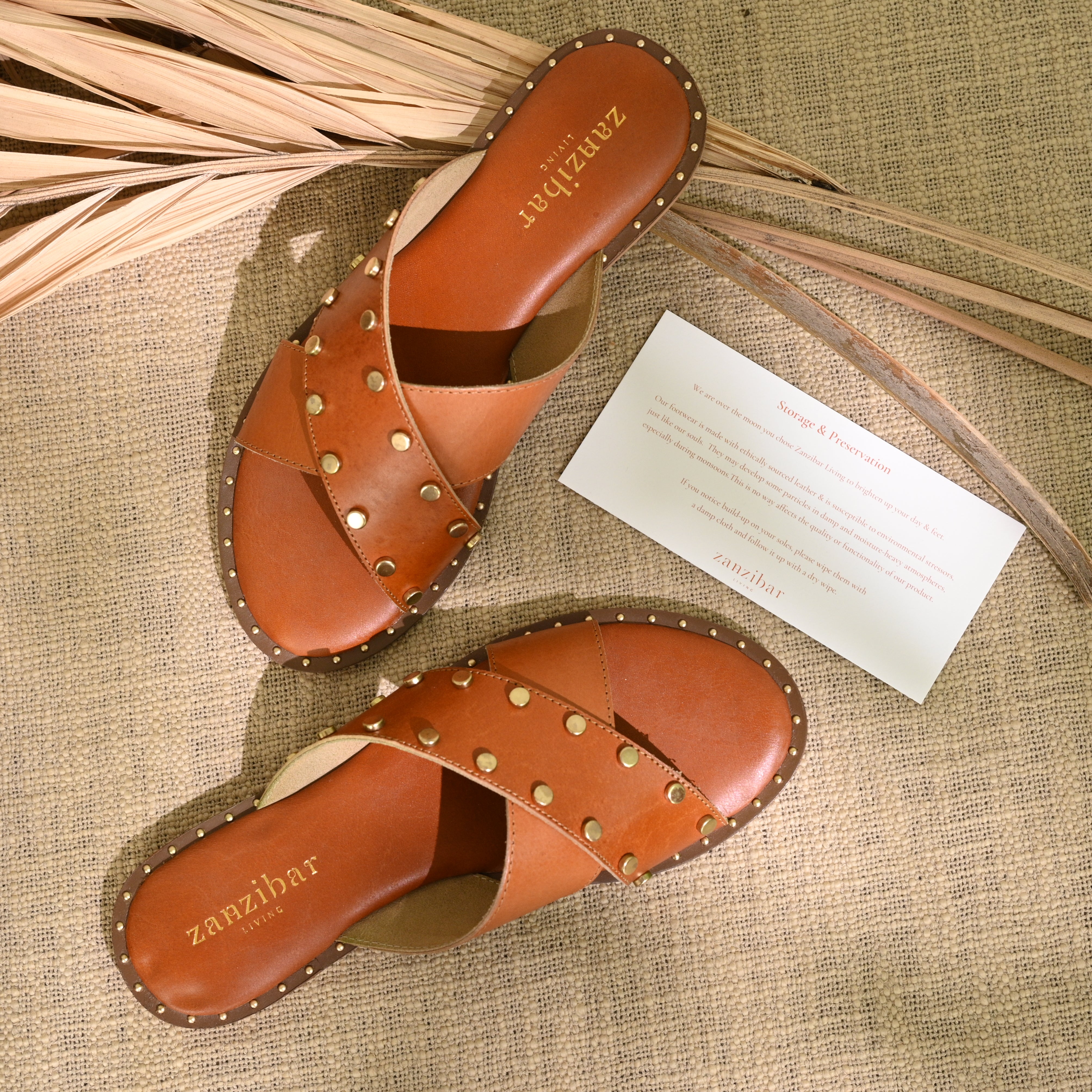 Female Footwear - Tan & Gold