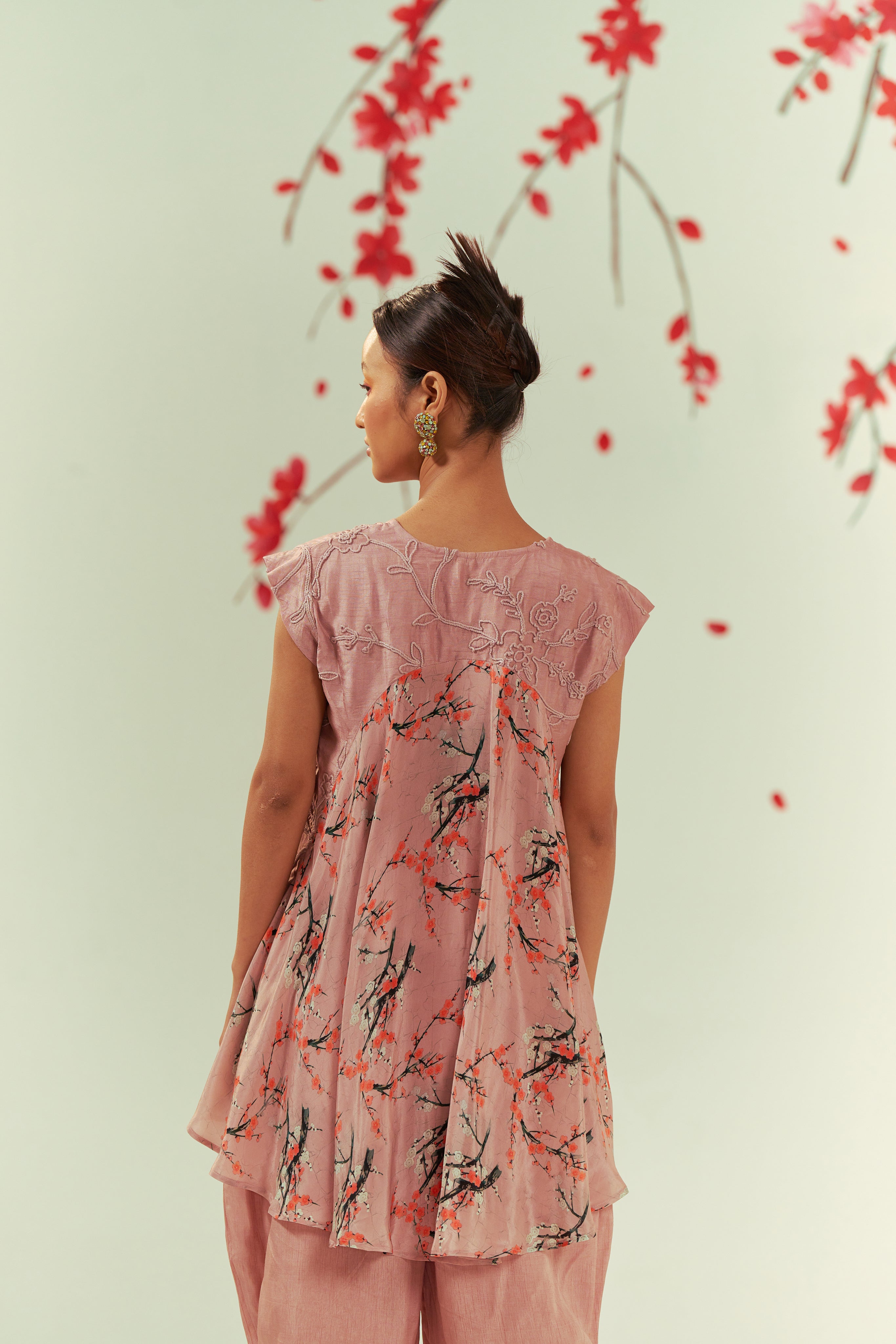 Mizu Peach Top With Geylu Harem Pants Co-ord Set