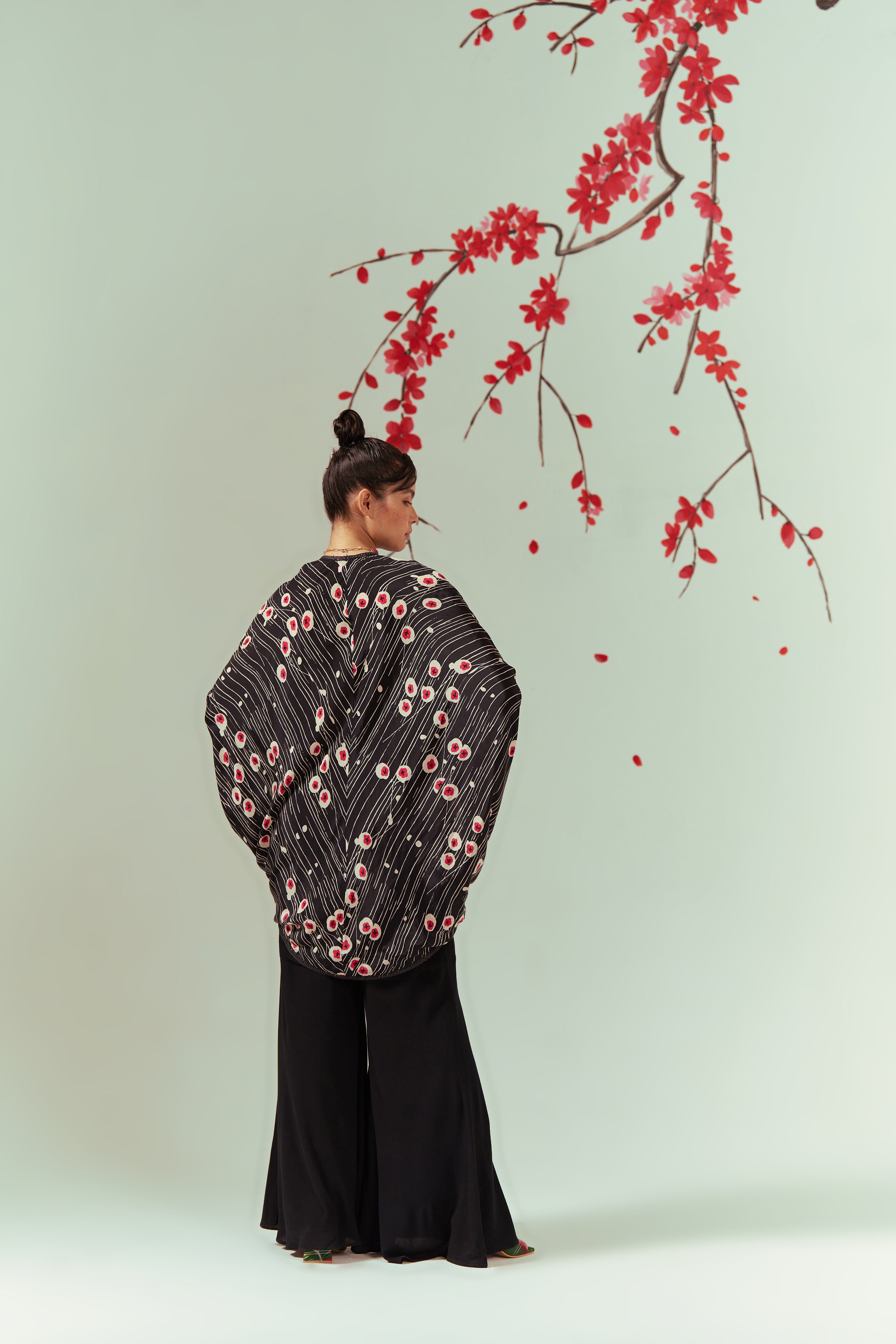 Sakura Cape Top With Sharara Pants Co-ord Set