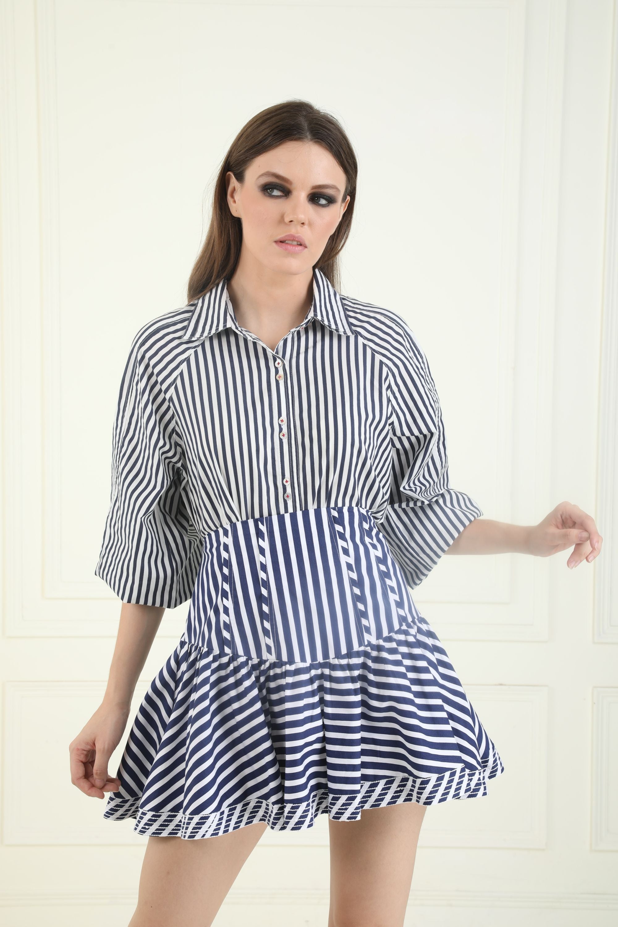 Blue & White Striped Cotton