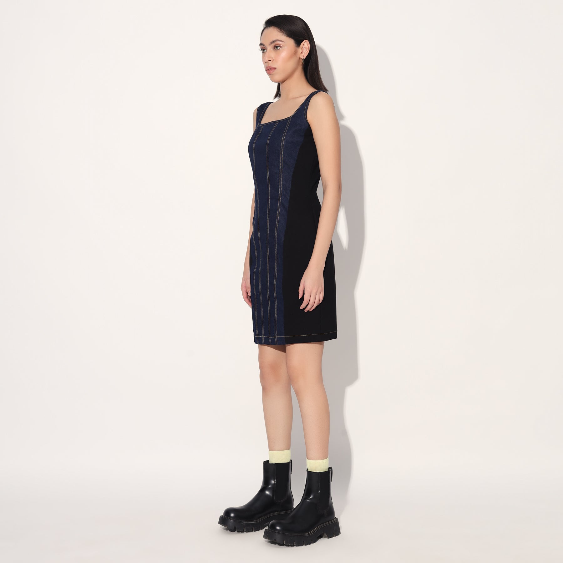 DENIM PANEL DRESS