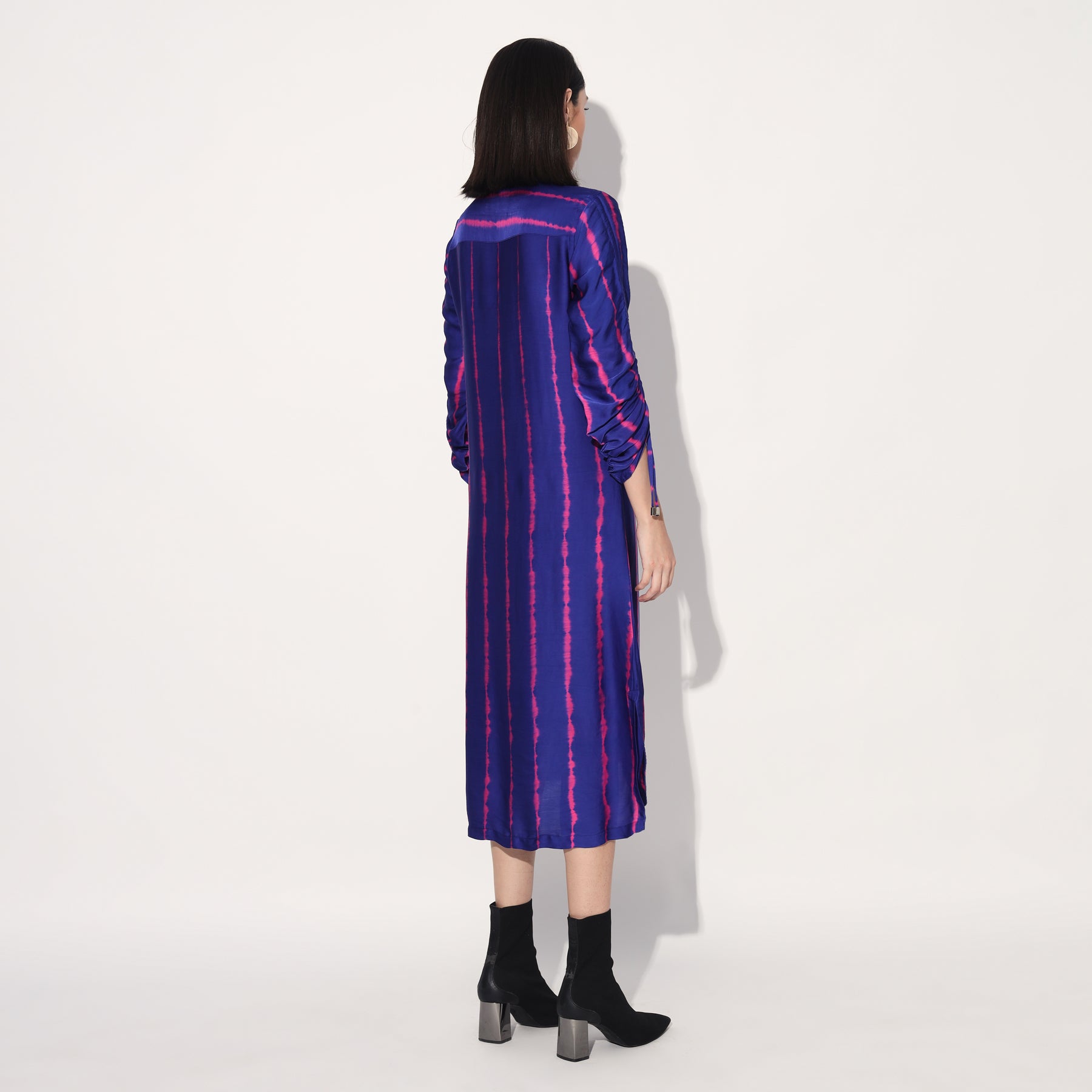 SHIBORI STRIPE LONG SHIRT DRESS