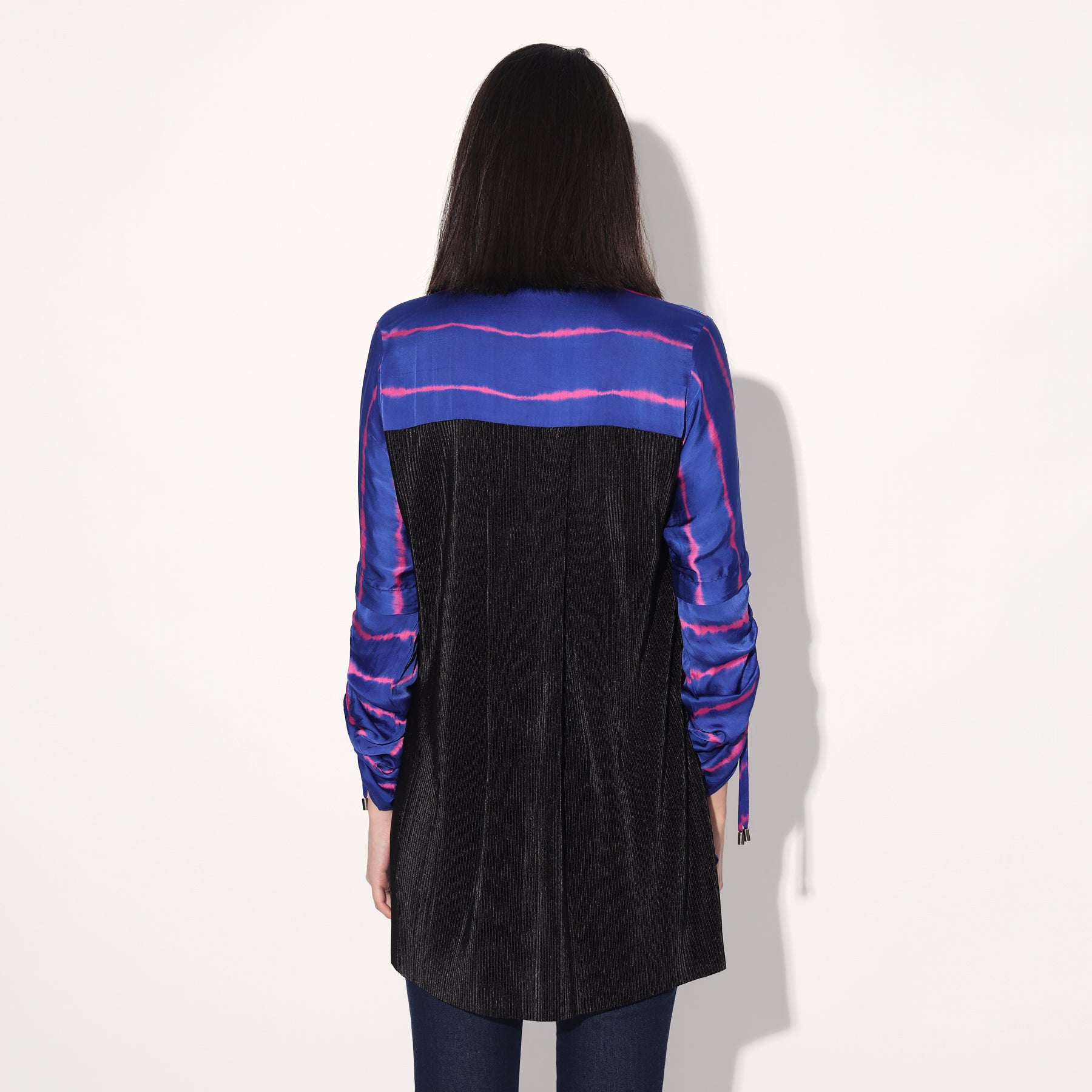 SHIBORI STRIPE BACK PLEATED SHIRT