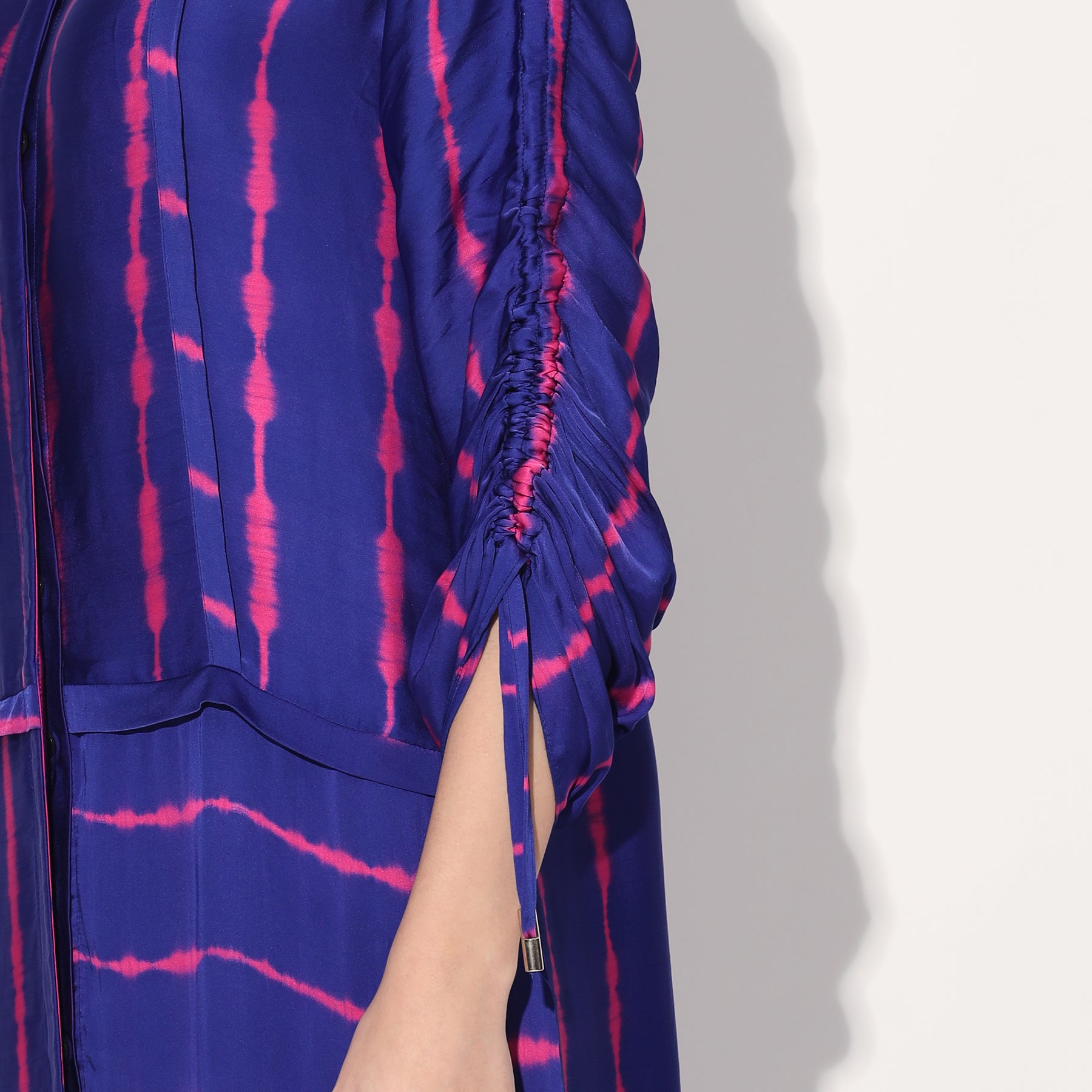 SHIBORI STRIPE LONG SHIRT DRESS