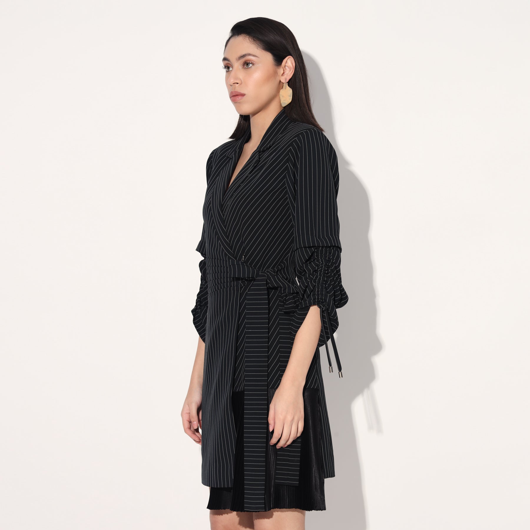 BLACK STRIPE JACKET DRESS