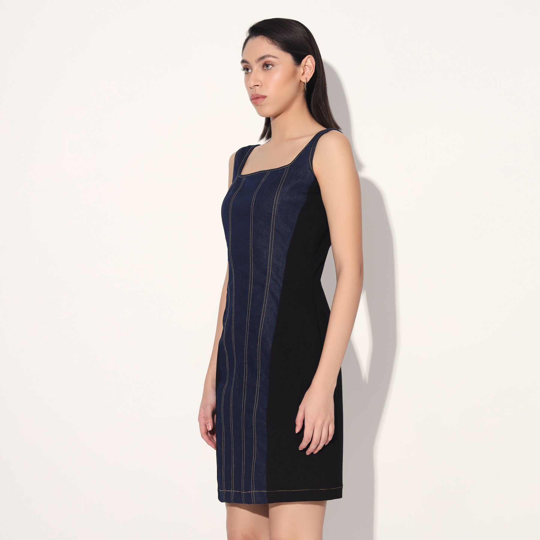 DENIM PANEL DRESS