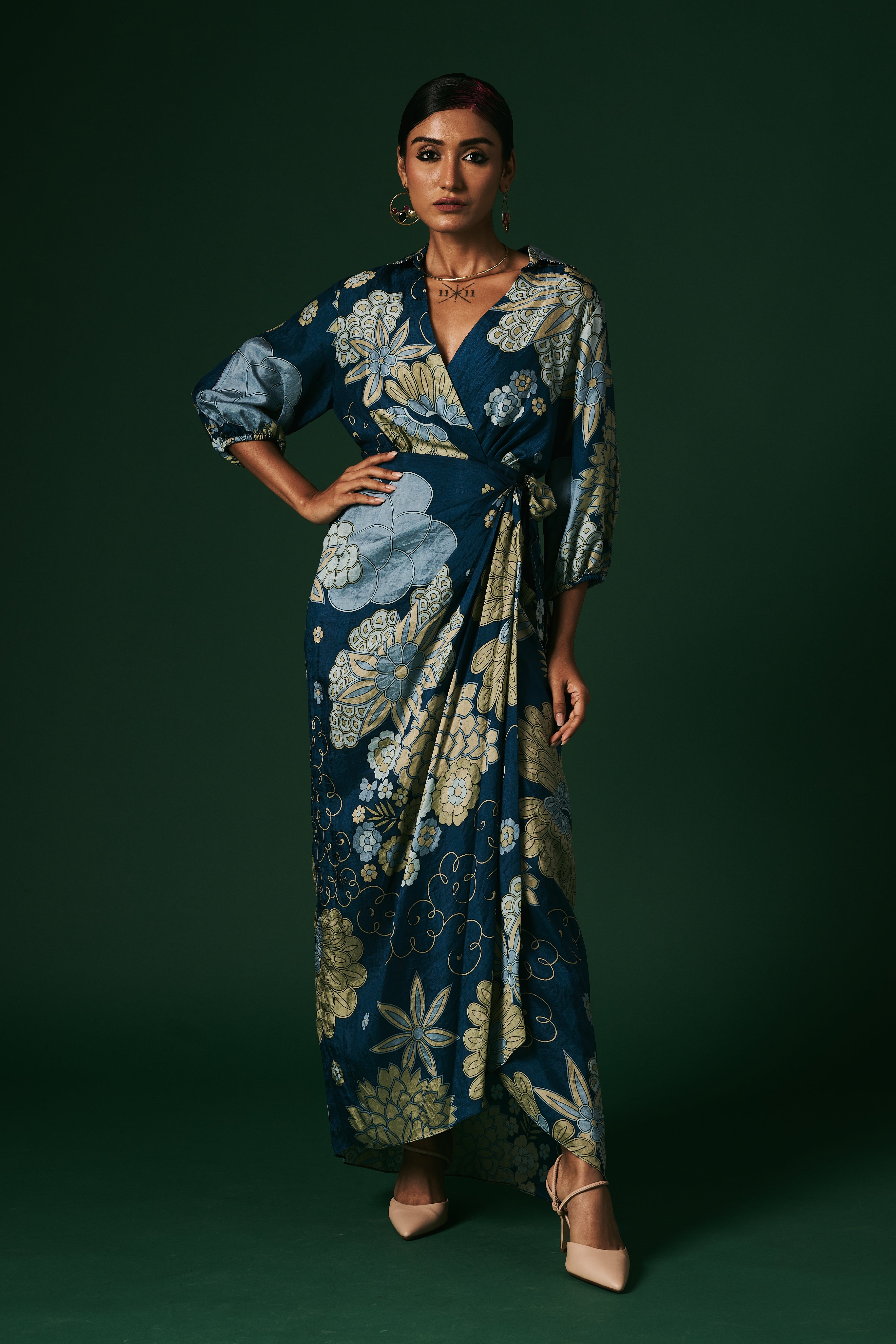 DRAPED WRAP DRESS