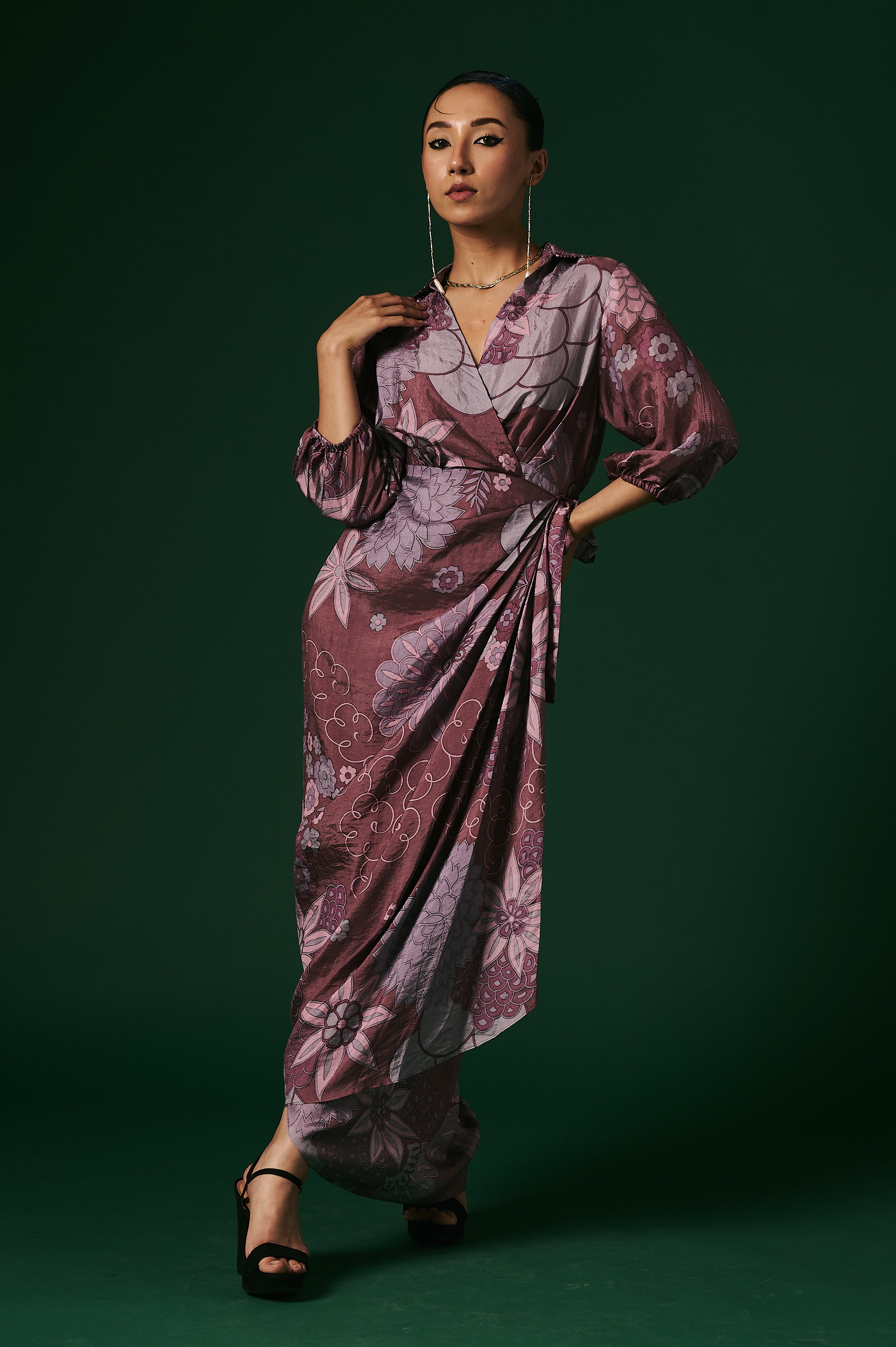 DRAPED WRAP DRESS