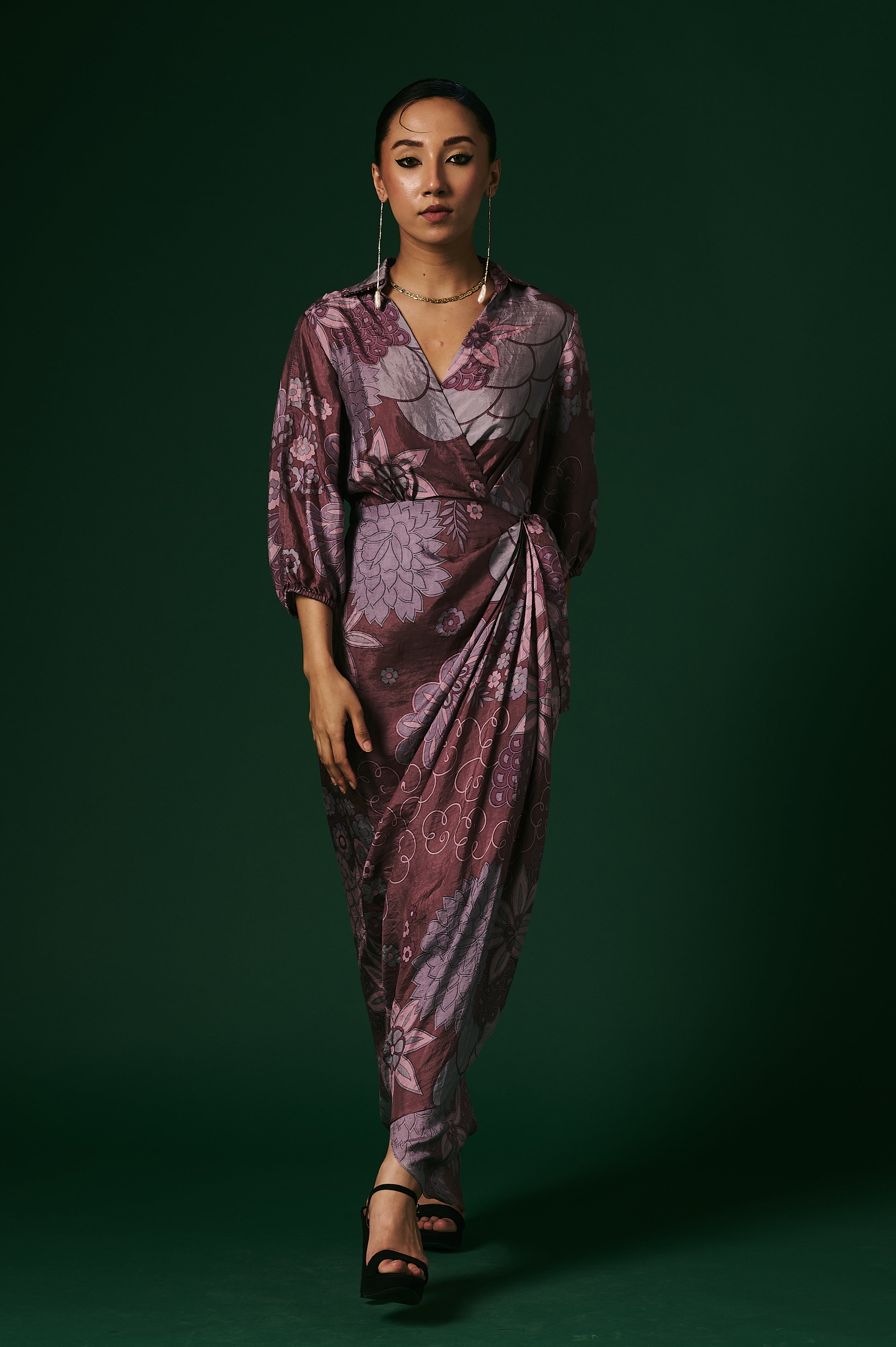 DRAPED WRAP DRESS