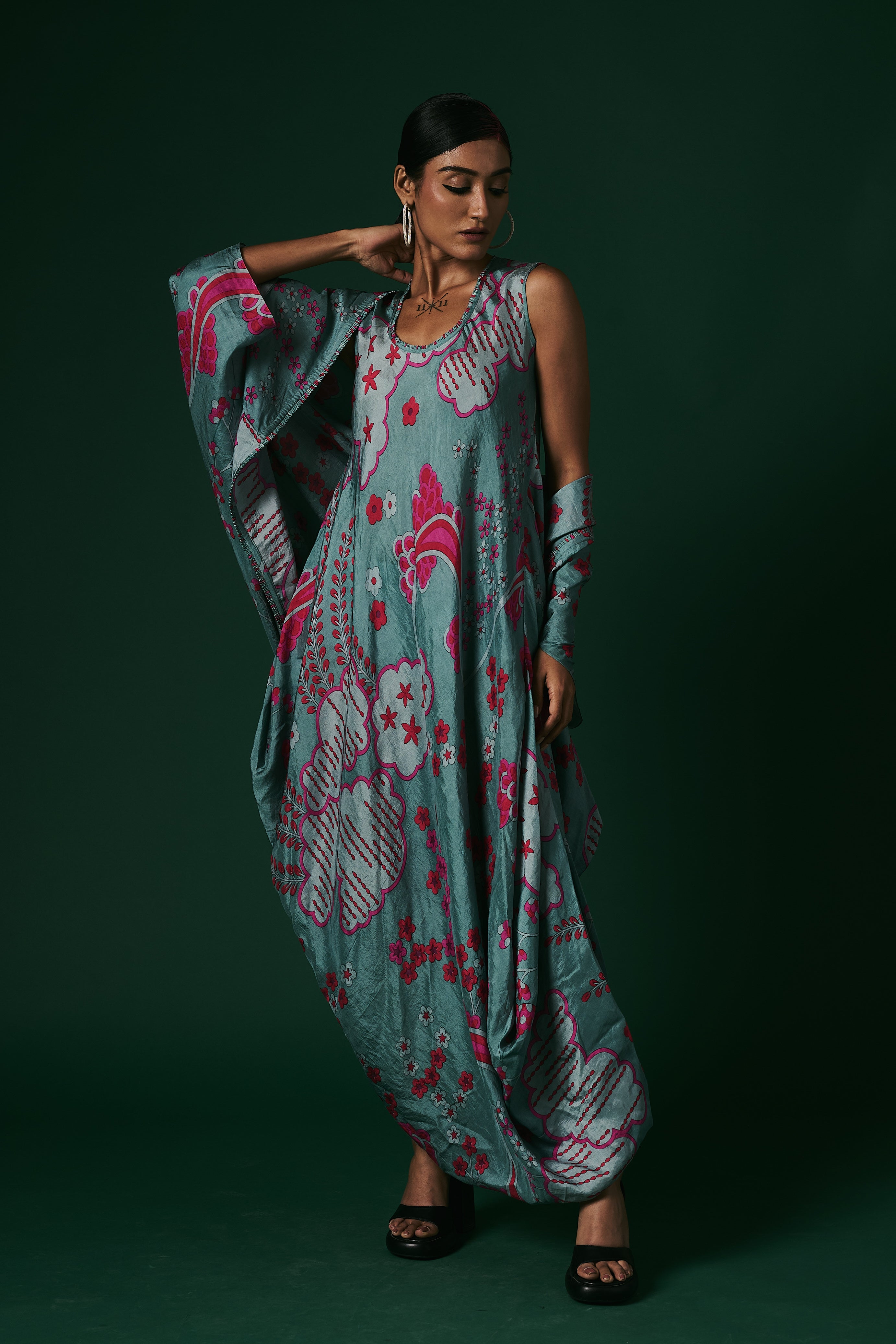 DRESS WITH CAPE