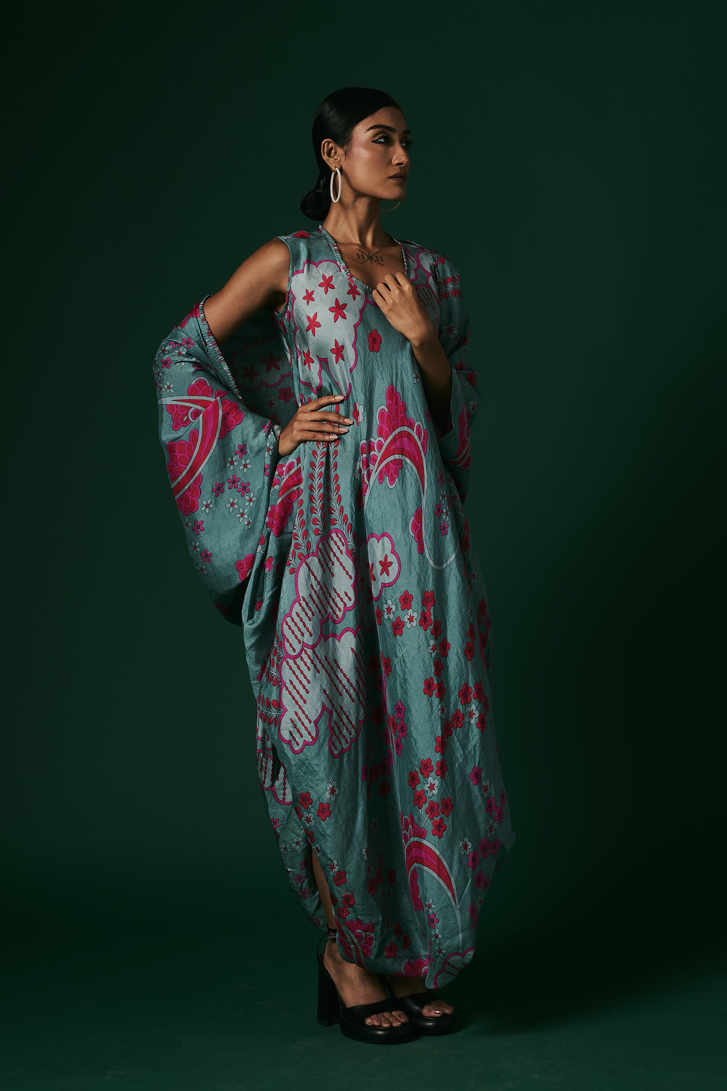 DRESS WITH CAPE