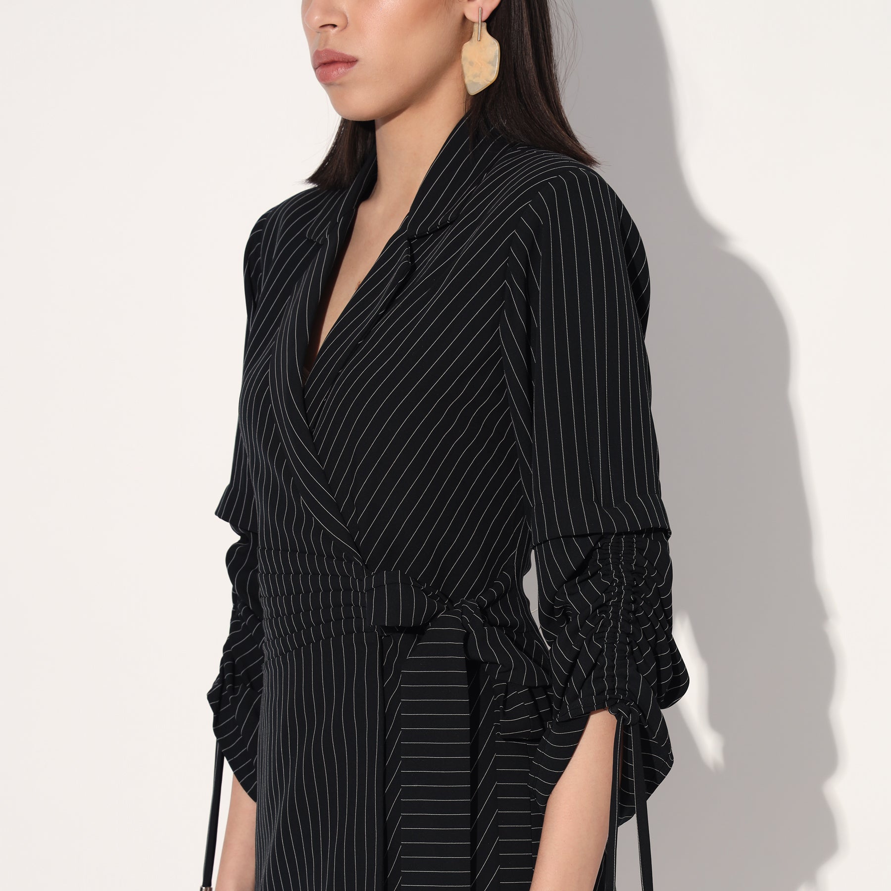 BLACK STRIPE JACKET DRESS
