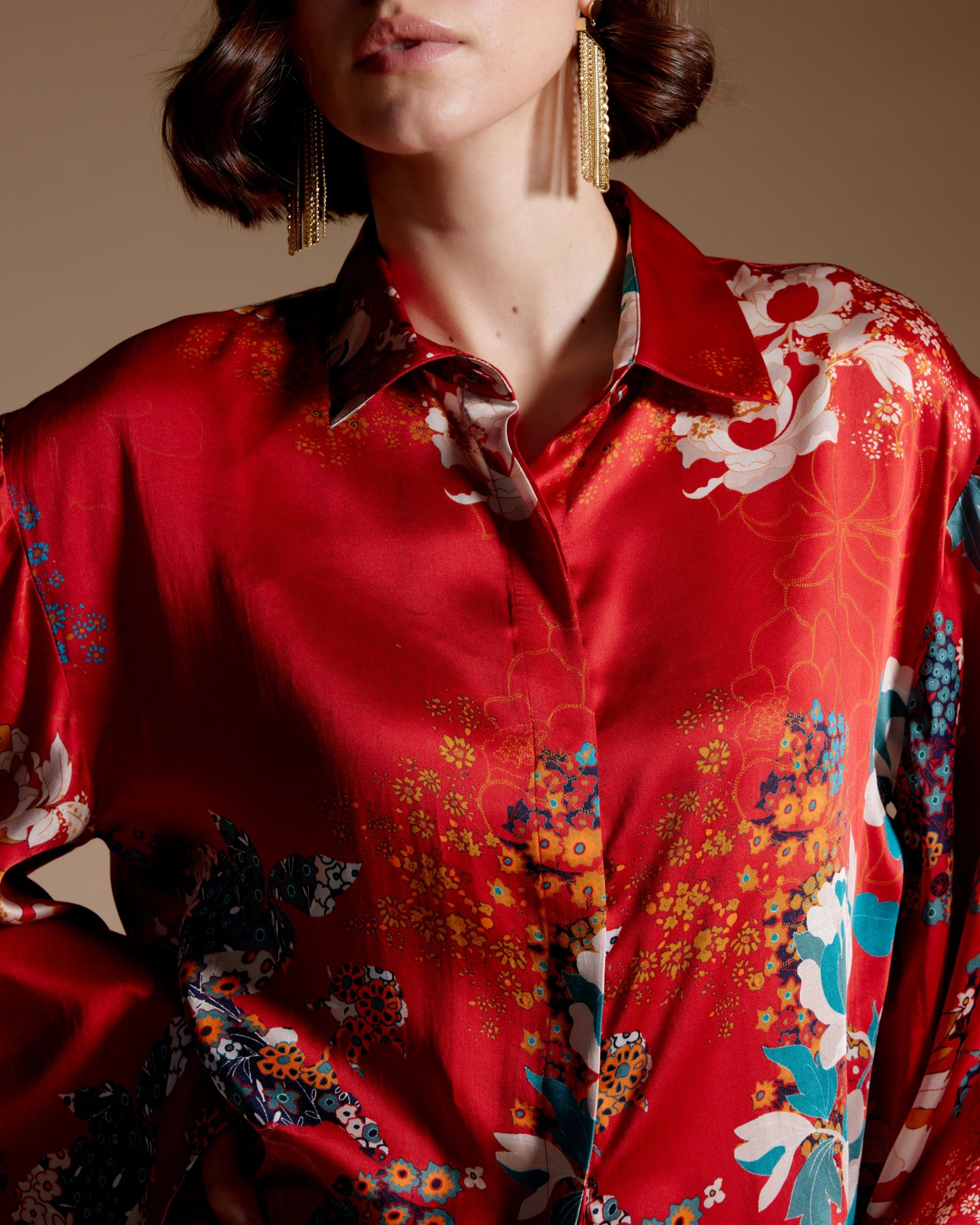 Leah Shirt- Winter Garden(Red)