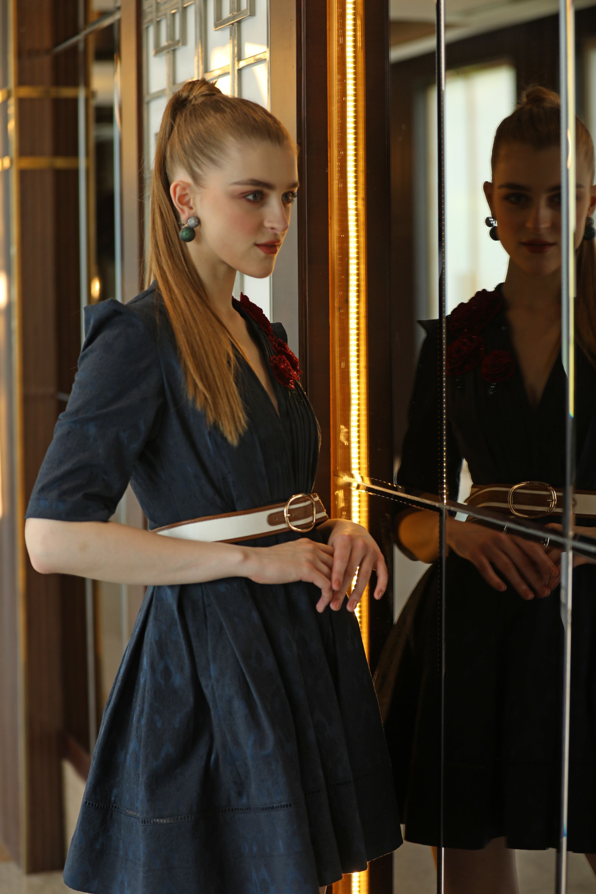 Silk Jacquard  Midnight Blue