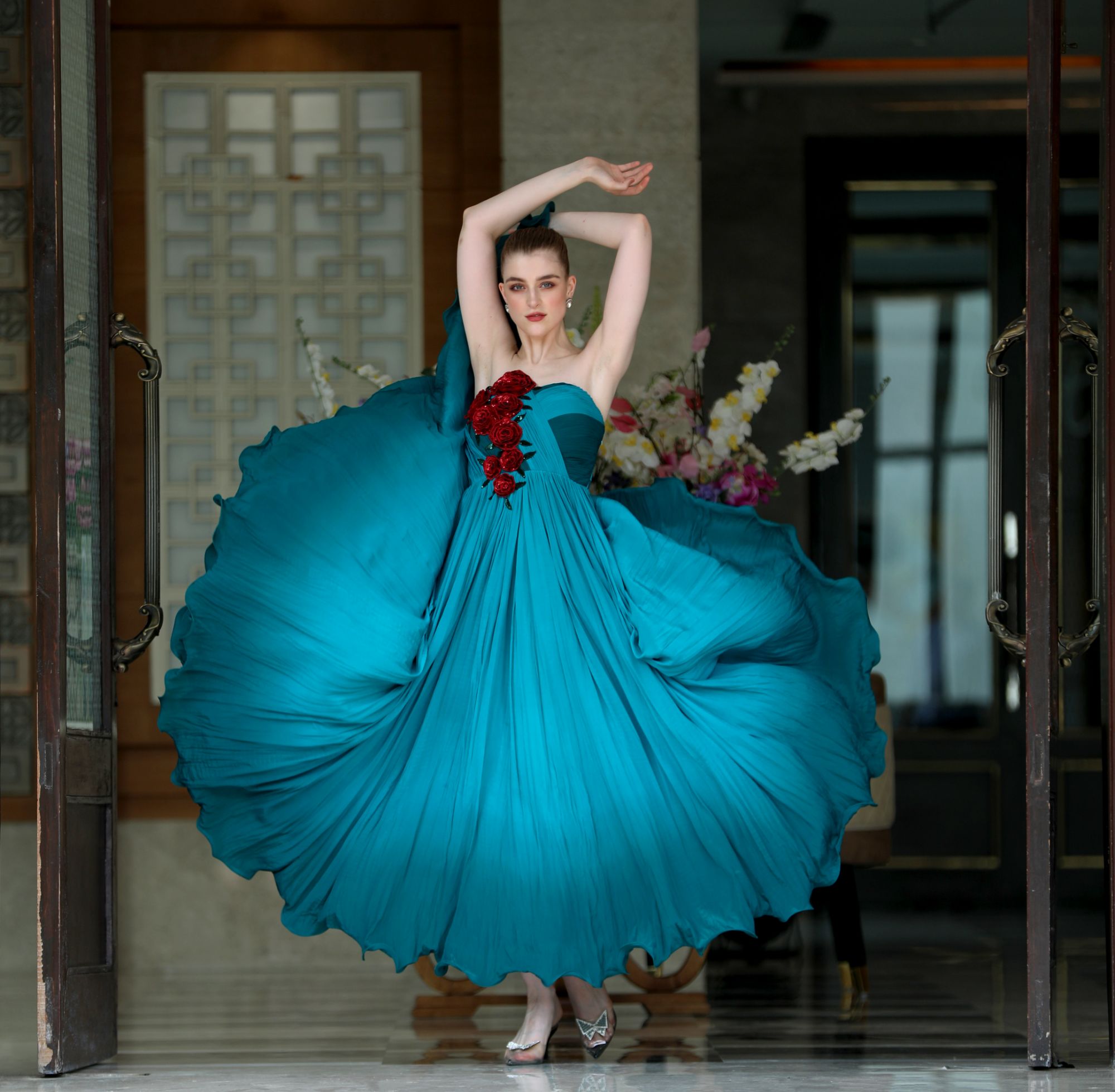 Crepe Silk - Blue Green Ombre