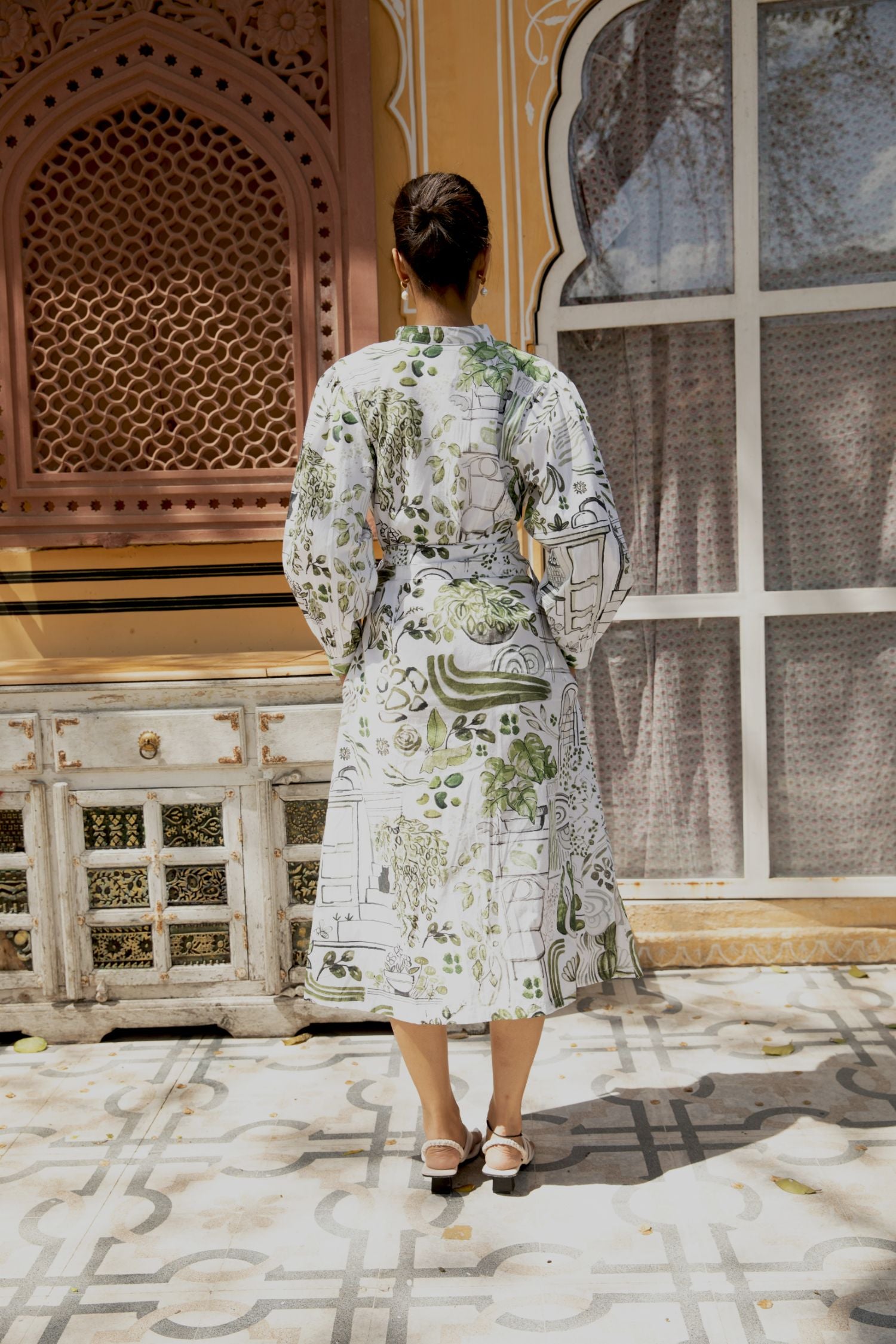 Late August Dress in Greenhouse Print