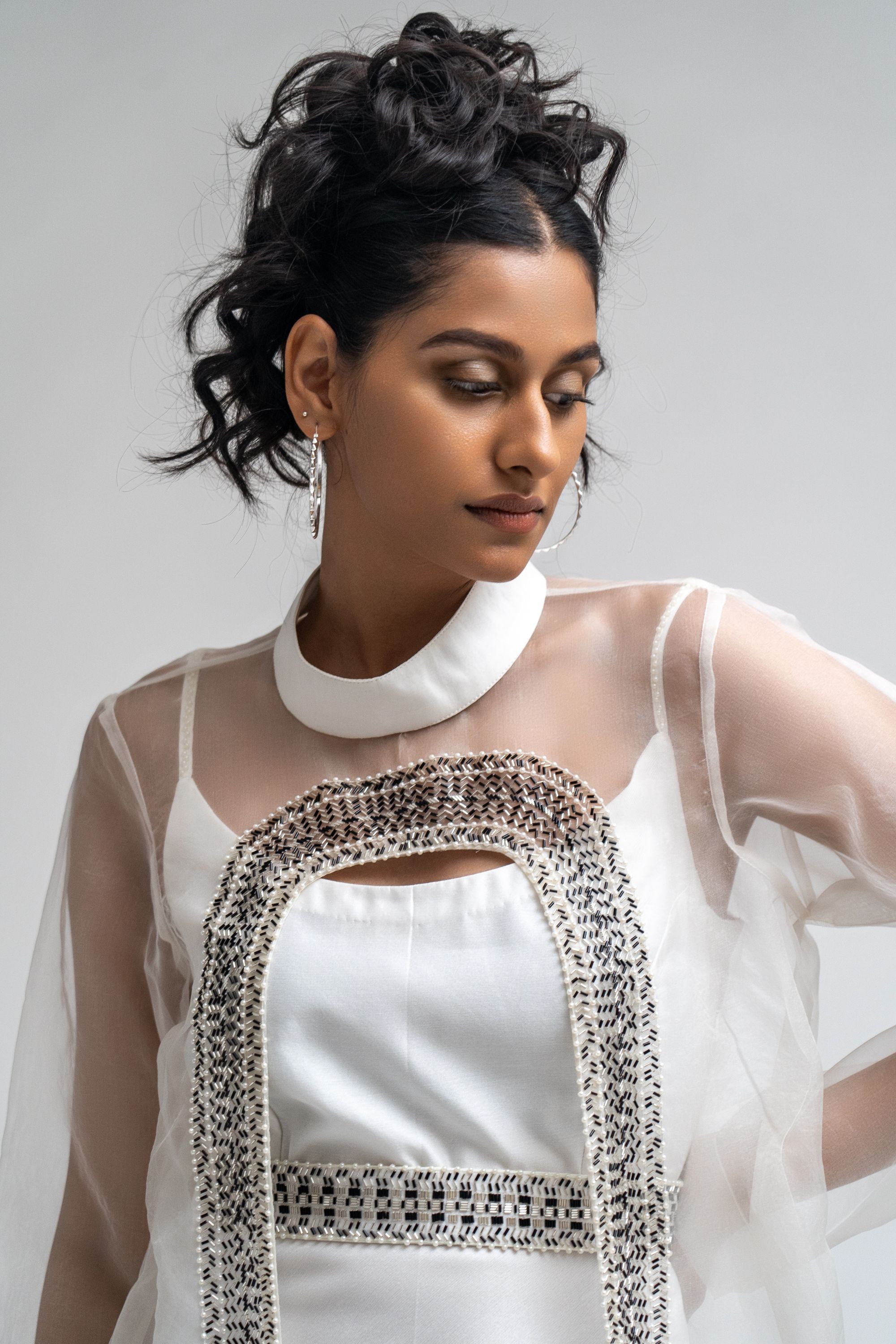Chanderi , Organza Cape -dress  Set