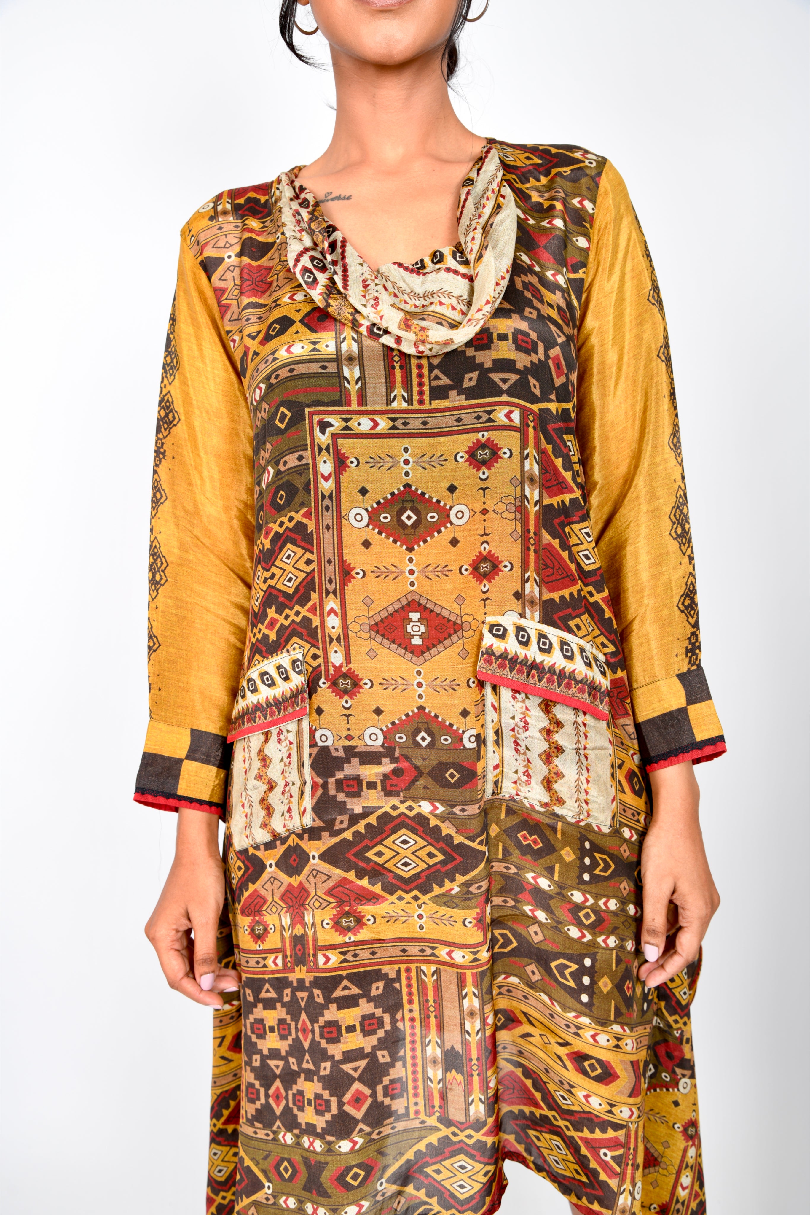 KAFILLA COWL POCKET DRESS