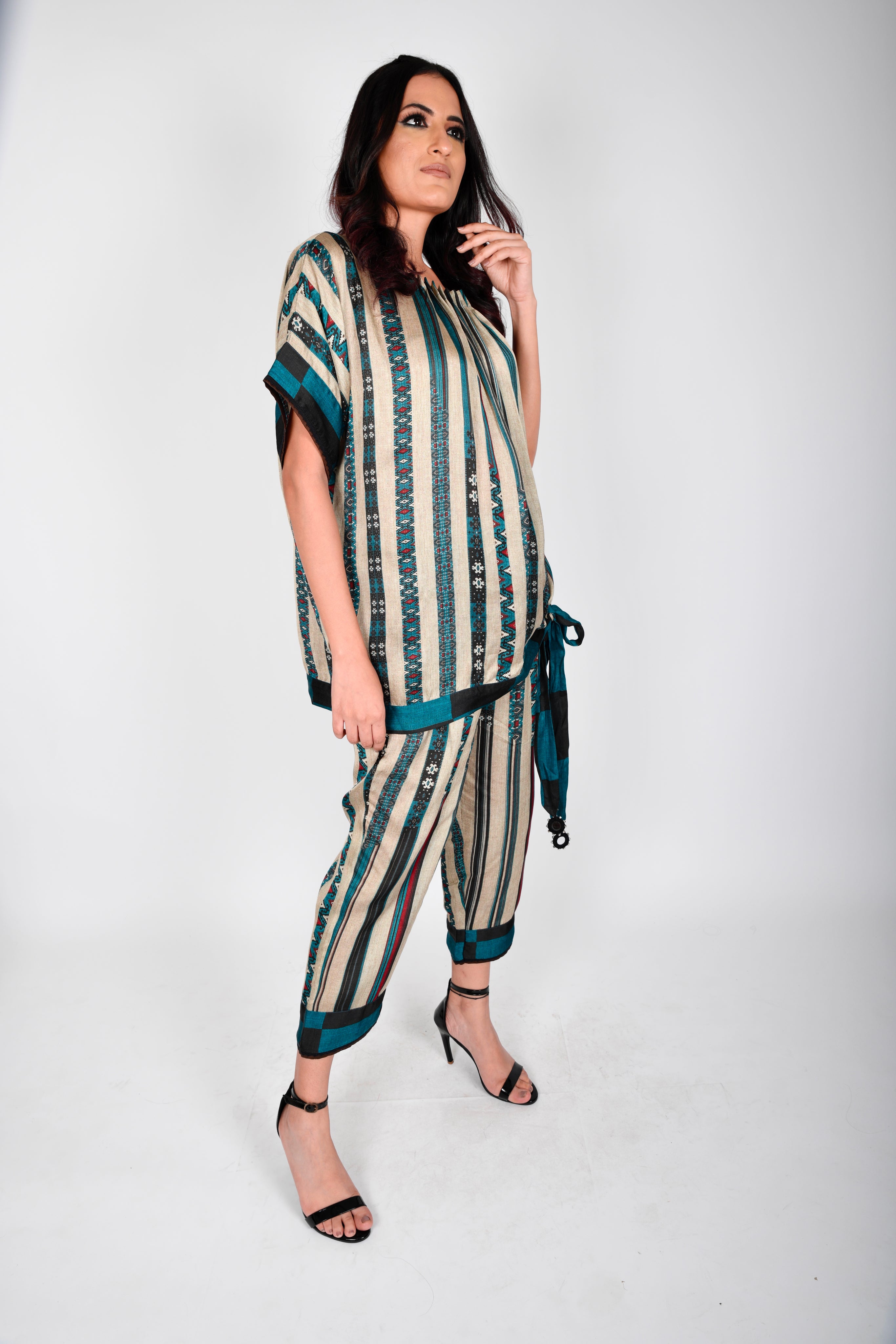 KAFILLA NECK PLEATED TIE TOP SET